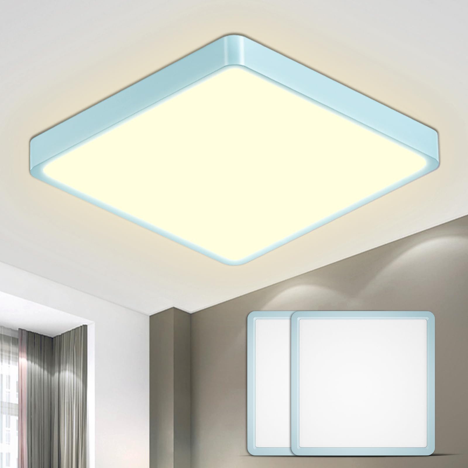 LQWELL LED Deckenleuchte Moderne Natürliche Farben Augenschutz Deckenbeleuchtung Decke 23W, LED fest integriert, 2 ST-Warmweiß (3000K)/ Neutralweiß (4000K)/ Kaltweiß (6000K), für Wohnzimmer Badezimmer Schlafzimmer Küche Balkon Keller Büro