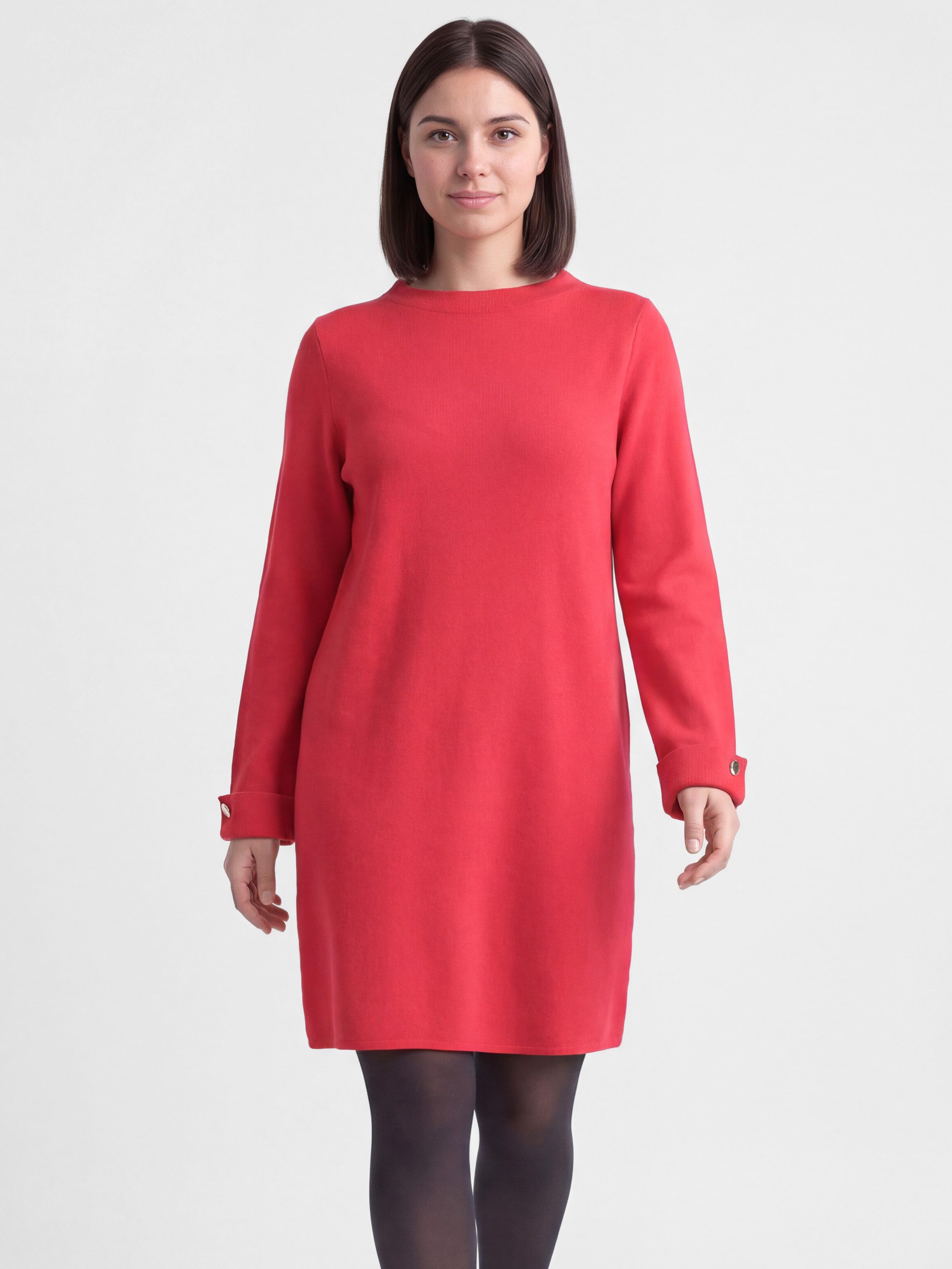 PEKIVESSA Strickkleid Feinstrickkleid gerader Schnitt fester Strick weicher günstig online kaufen