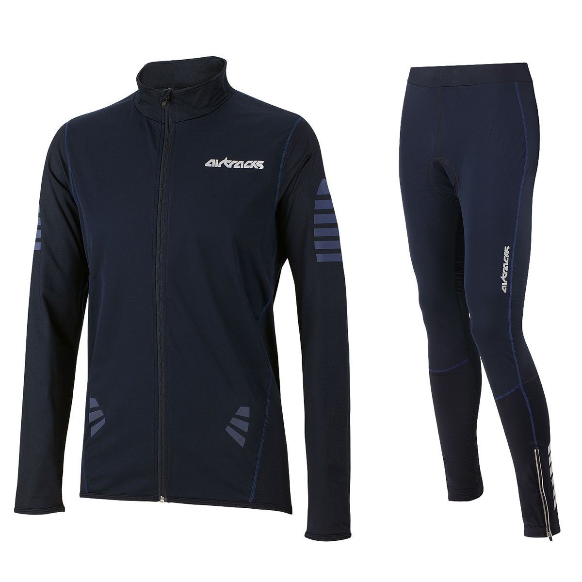 Airtracks Fahrradhose Herren Thermo Radtrikot Set Pro Windstopper (Fahrradtrikot Set Thermo Fahrradhose lang, 2-tlg., Thermo Fahrradtrikot Langarm,für Herbst-Winter) » S M L XL XXL XXXL «