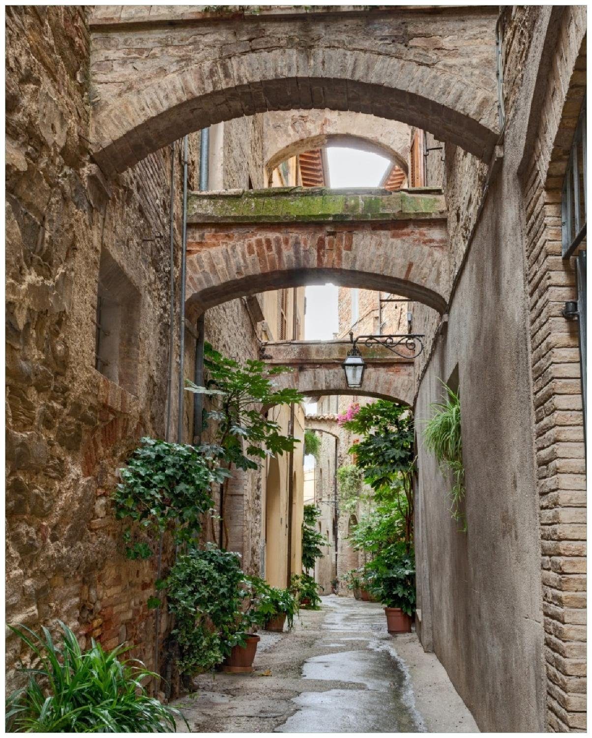 Wallario Плакат, Grüne italienische Gasse - mit alten Bögen, in verschiedenen Ausführungen