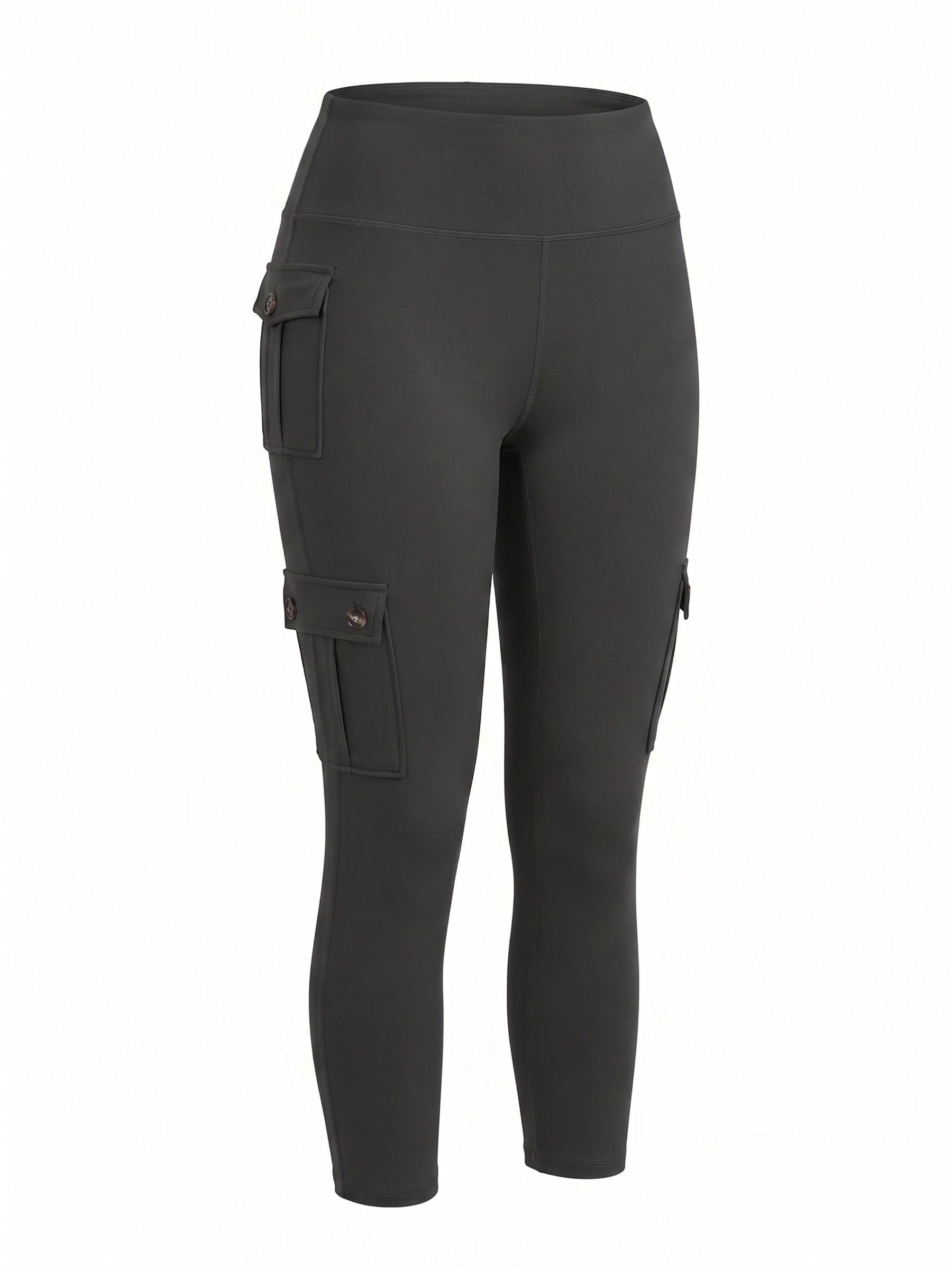 FemmeTone Caprileggings High Waist Sport-Leggings Damen – Yoga & Workout Stretch-Leggings Cargo-Capri-Leggings mit Handy-Taschen – 3/4 Sport Tights