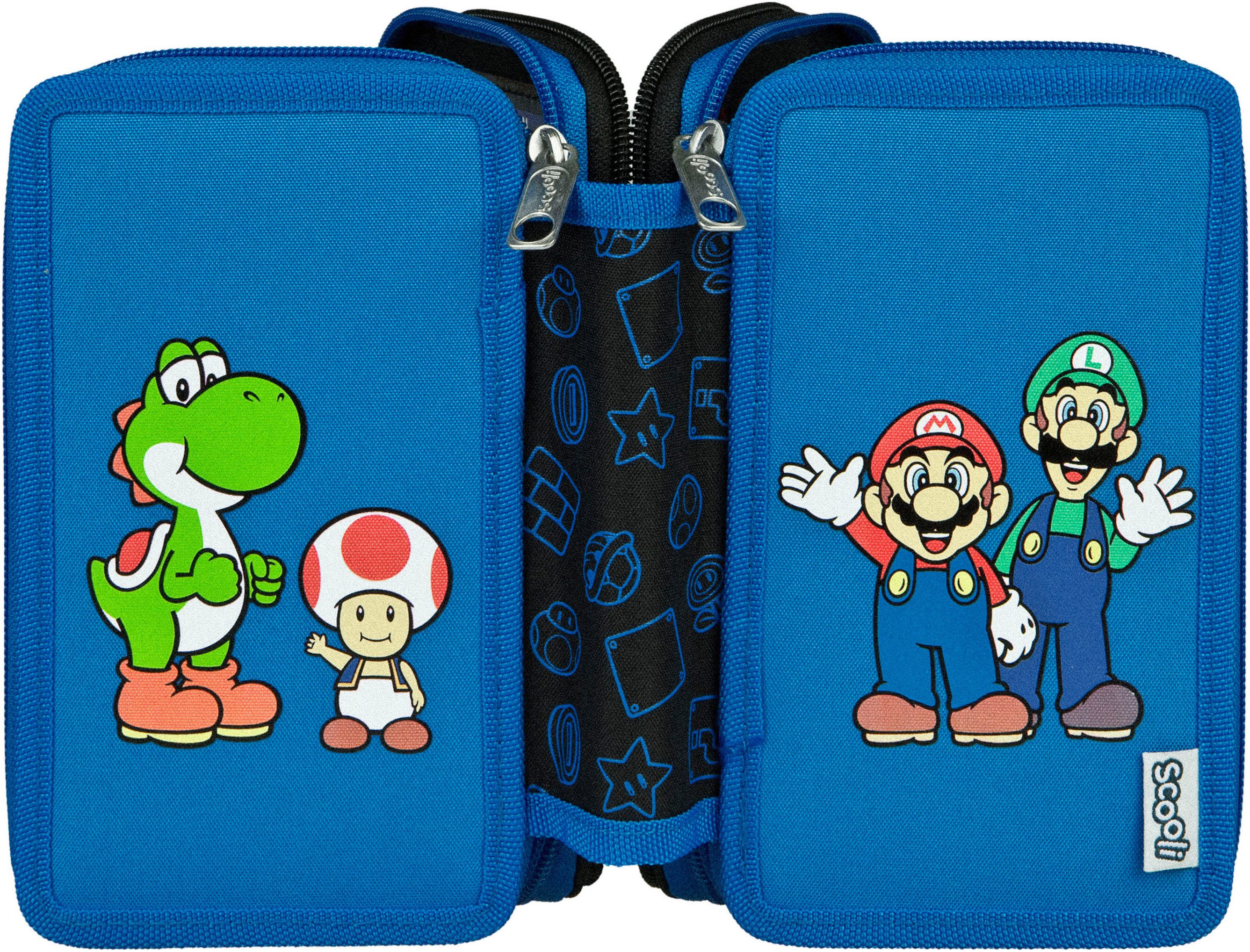 Scooli Federmäppchen Tripledecker, Super Mario, befüllt, inklusive Geodreieck