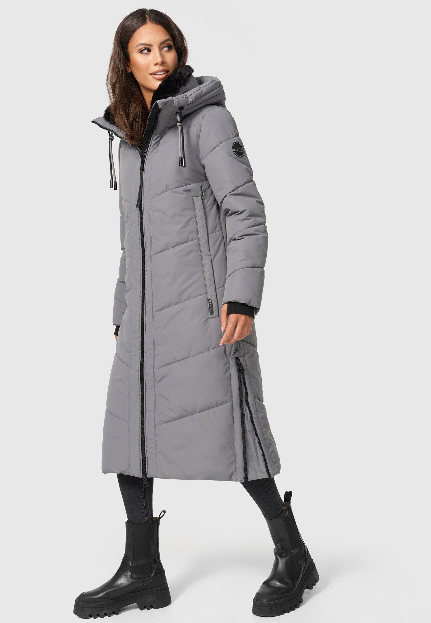 Marikoo Winterjacke Nadaree XVI Stepp Mantel mit großer Kapuze