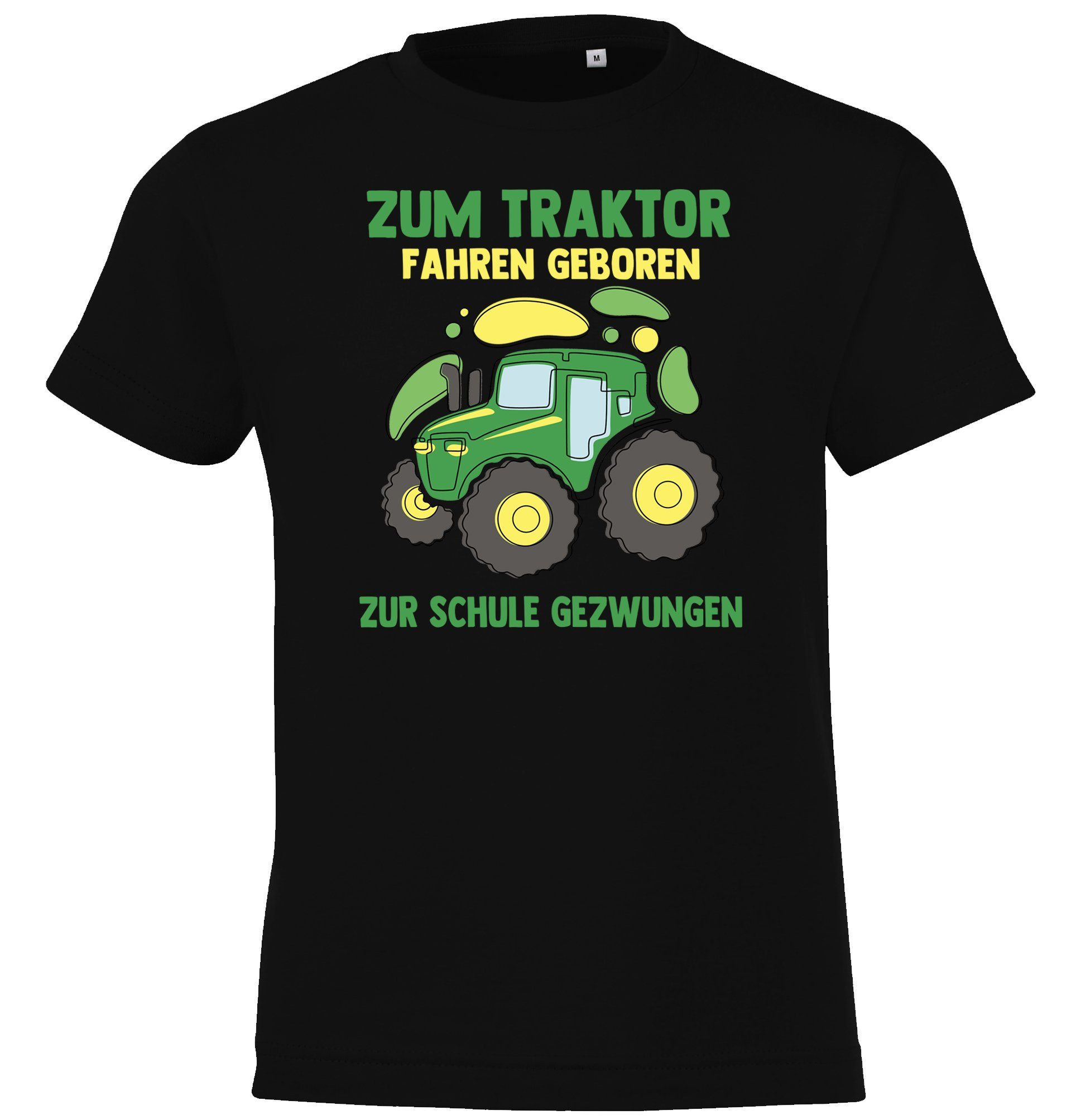 Youth Designz T-Shirt Geborener lustigem mit Fahrer Traktor Frontprint Shirt Schwarz Kinder