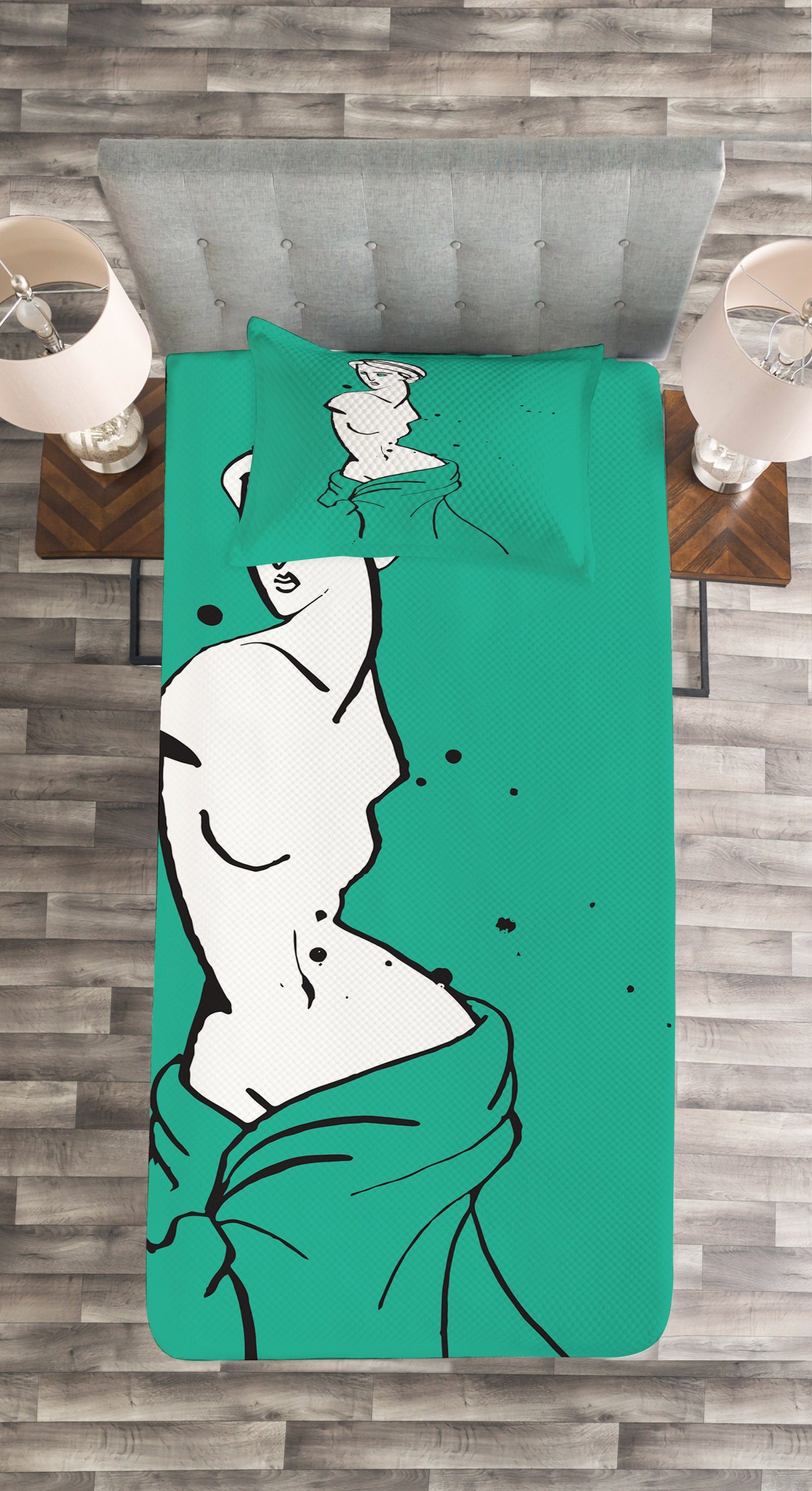 Waschbar, Venus Abakuhaus, Tagesdecke Set Kissenbezügen Lackmuster Karikatur mit