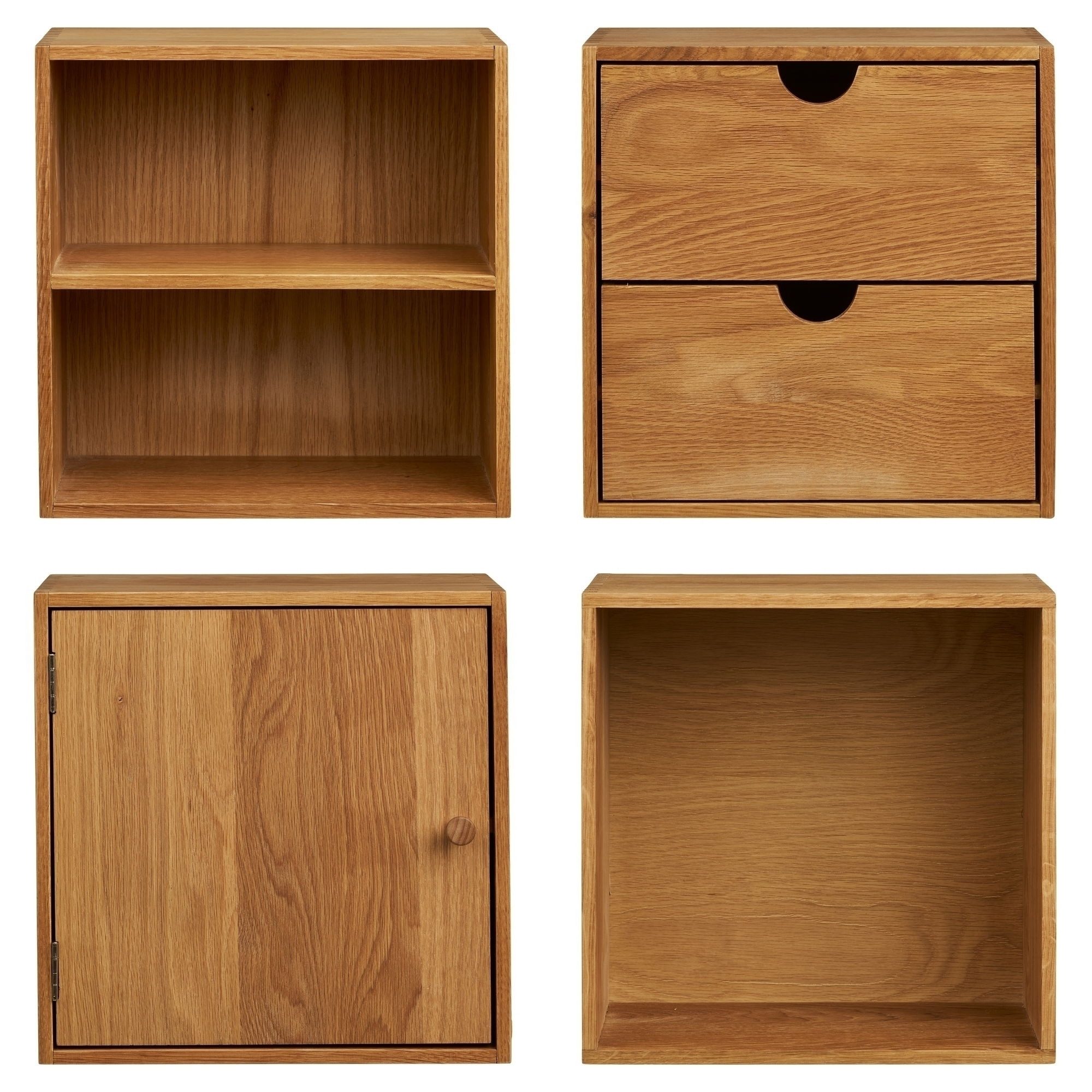 freiraum Regalwürfel Townsville, 4er-Set, (4er-Set) in Eiche, Massivholz - 30x30x18cm (BxHxT)