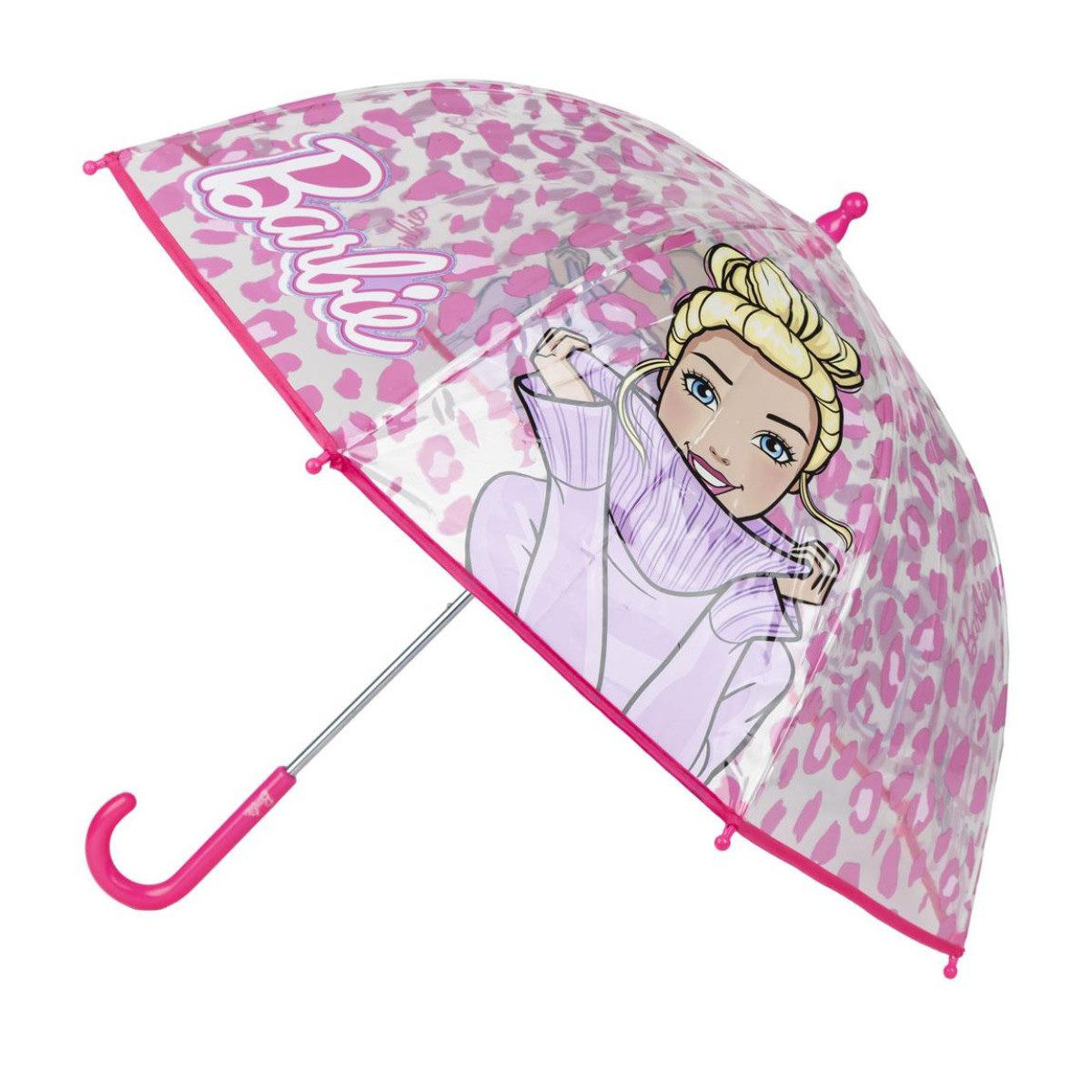 Cerda Stockregenschirm Barbie Regenschirm ⌀ 71  cm Leichter Kuppel-Schirm für Regenwetter, Komplett durchsichtig