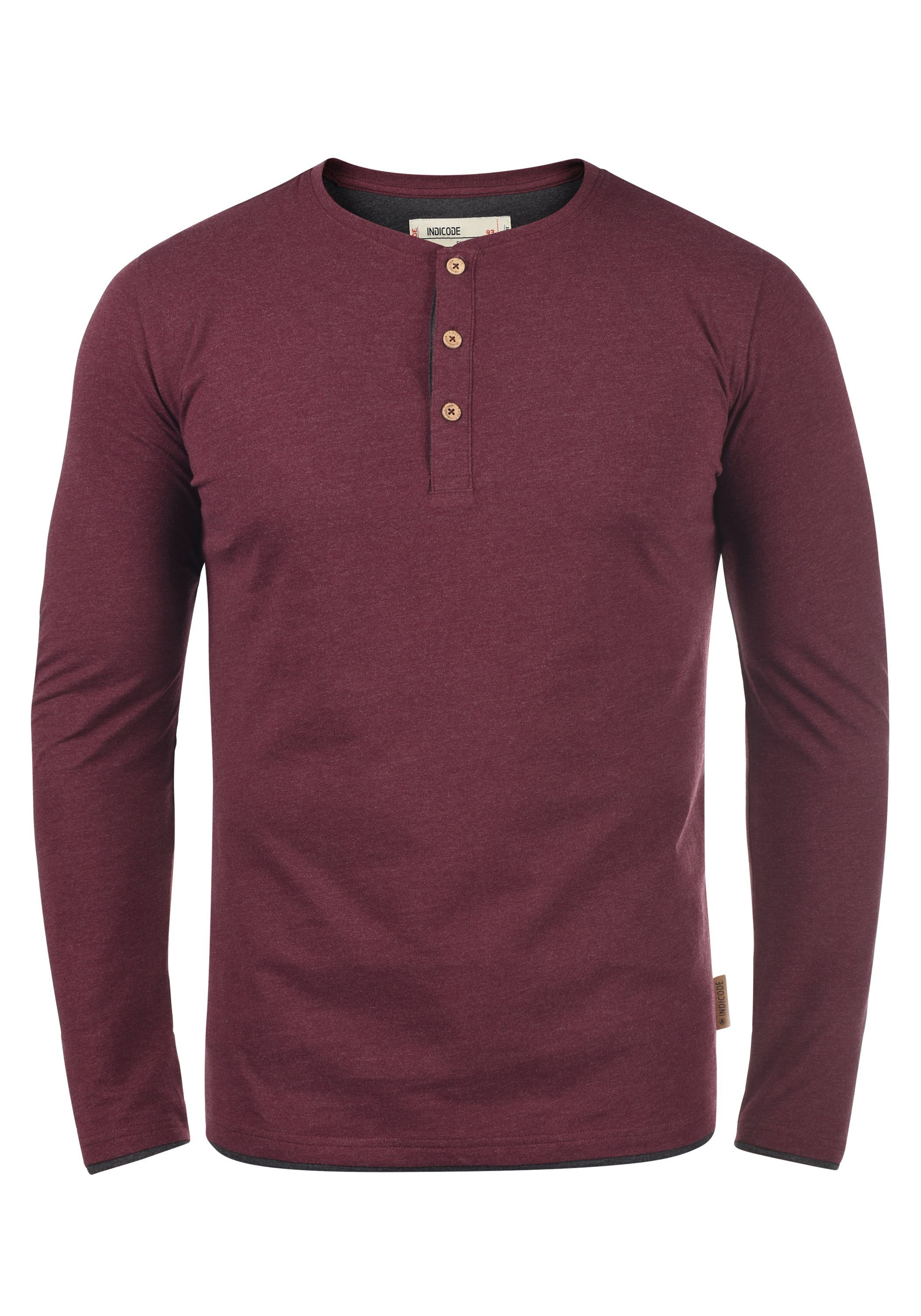 Indicode Rundhalsshirt IDGifford Longsleeve mit Knopfleiste (227) Wine