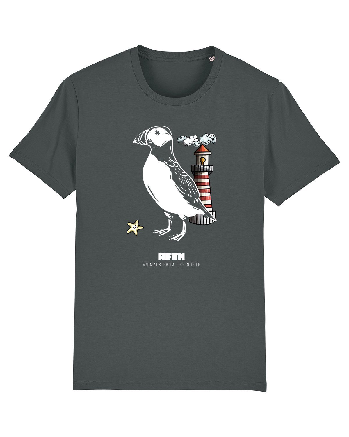 wat? Apparel Papageientaucher Print-Shirt antrazit (1-tlg) [#aftn