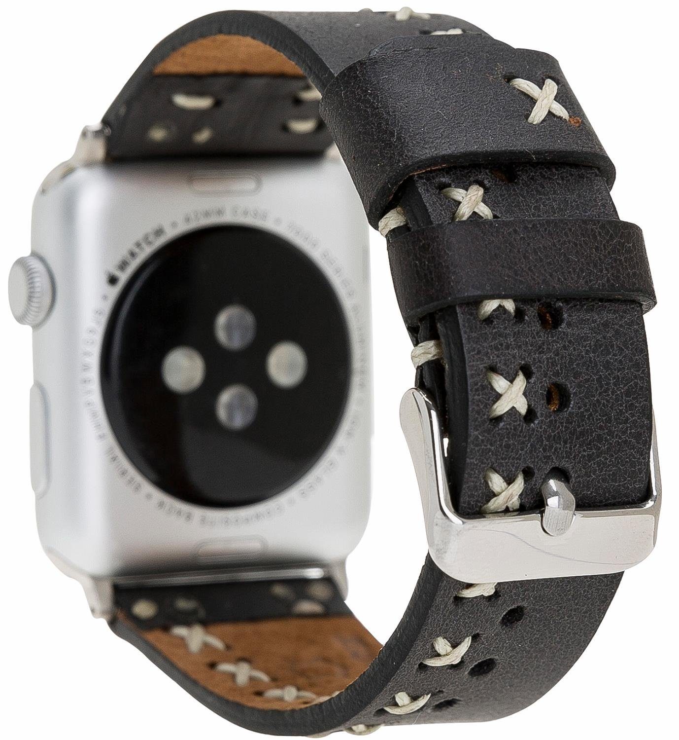 Burkley Smartwatch-Armband Vintage für Apple Armband, Apple Leder 42/44/45mm Watch mit kompatibel in Schwarz Series 1-8 Watch