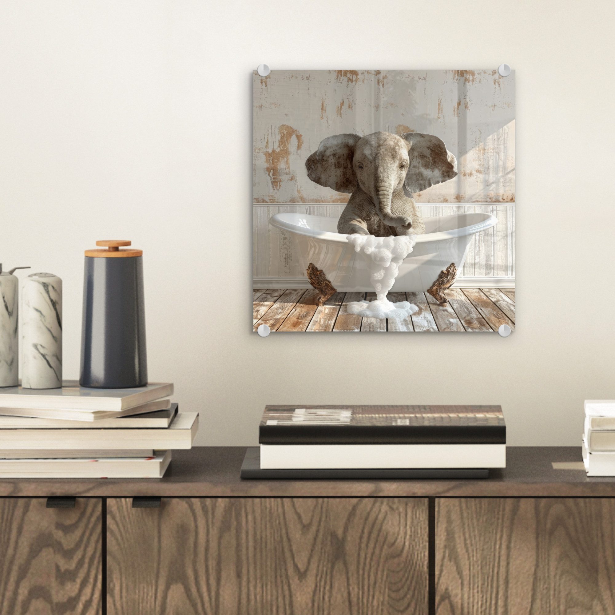 MuchoWow Acrylglasbild Vintage - Elefant - günstig online kaufen