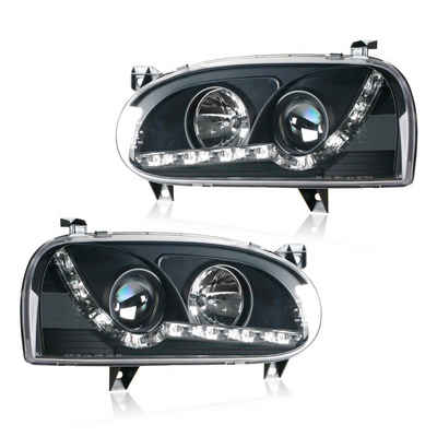 LLCTOOLS KFZ-Ersatzleuchte LED Tagfahrlicht Optik Scheinwerfer Für VW Golf 3 schwarz Limo Kombi, H1