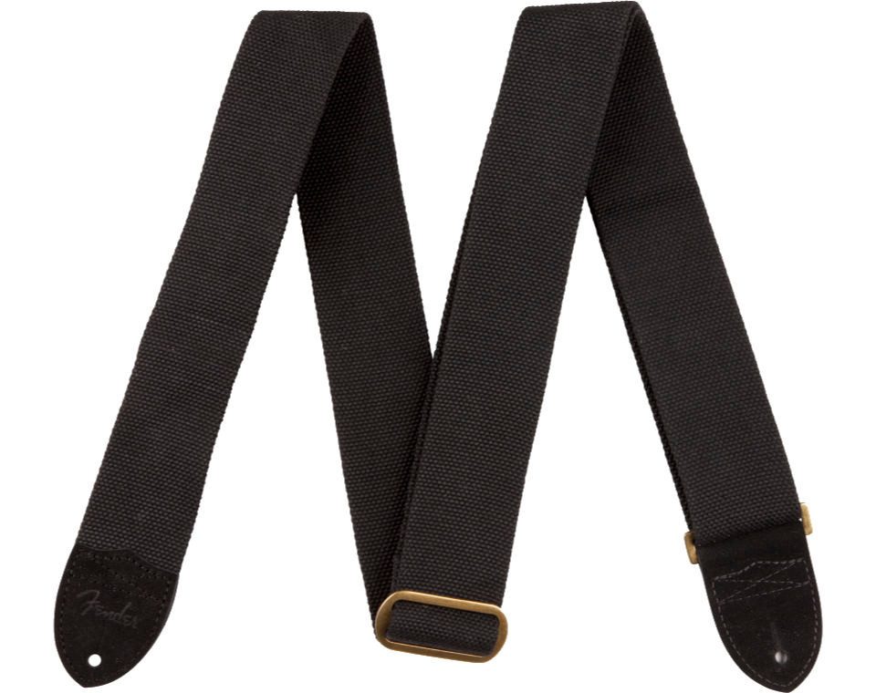 Fender Gitarrengurt Fender Cotton/Leather Strap Black, Längenverstellbar von 99 bis 179 cm, ungepolstert