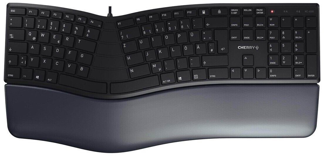 Cherry JK-4500DE-2 ergonomische Tastatur, deutsches Layout PC-Tastatur (Nummernblock)