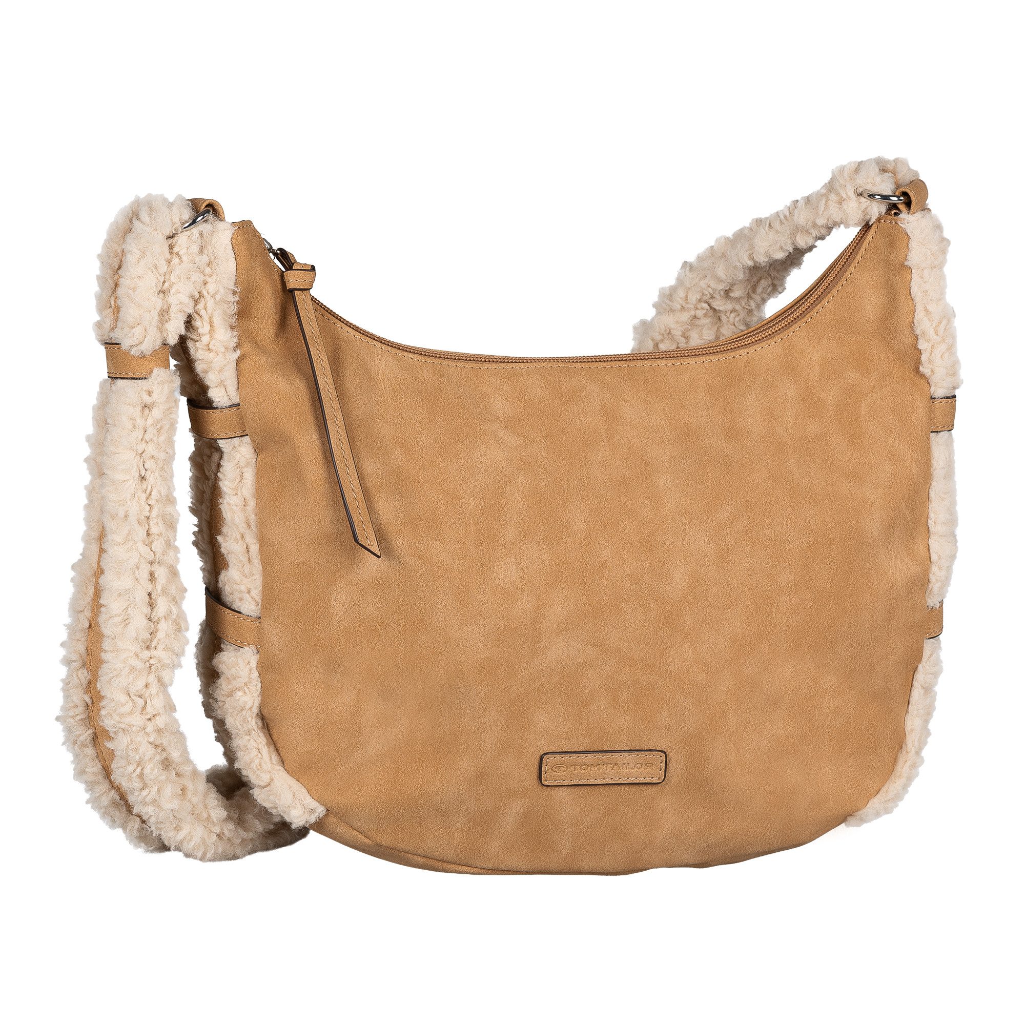TOM TAILOR Umhängetasche Neela, Damen Schlutertasche mit kuscheligem Fellimitat am Schulterriemen