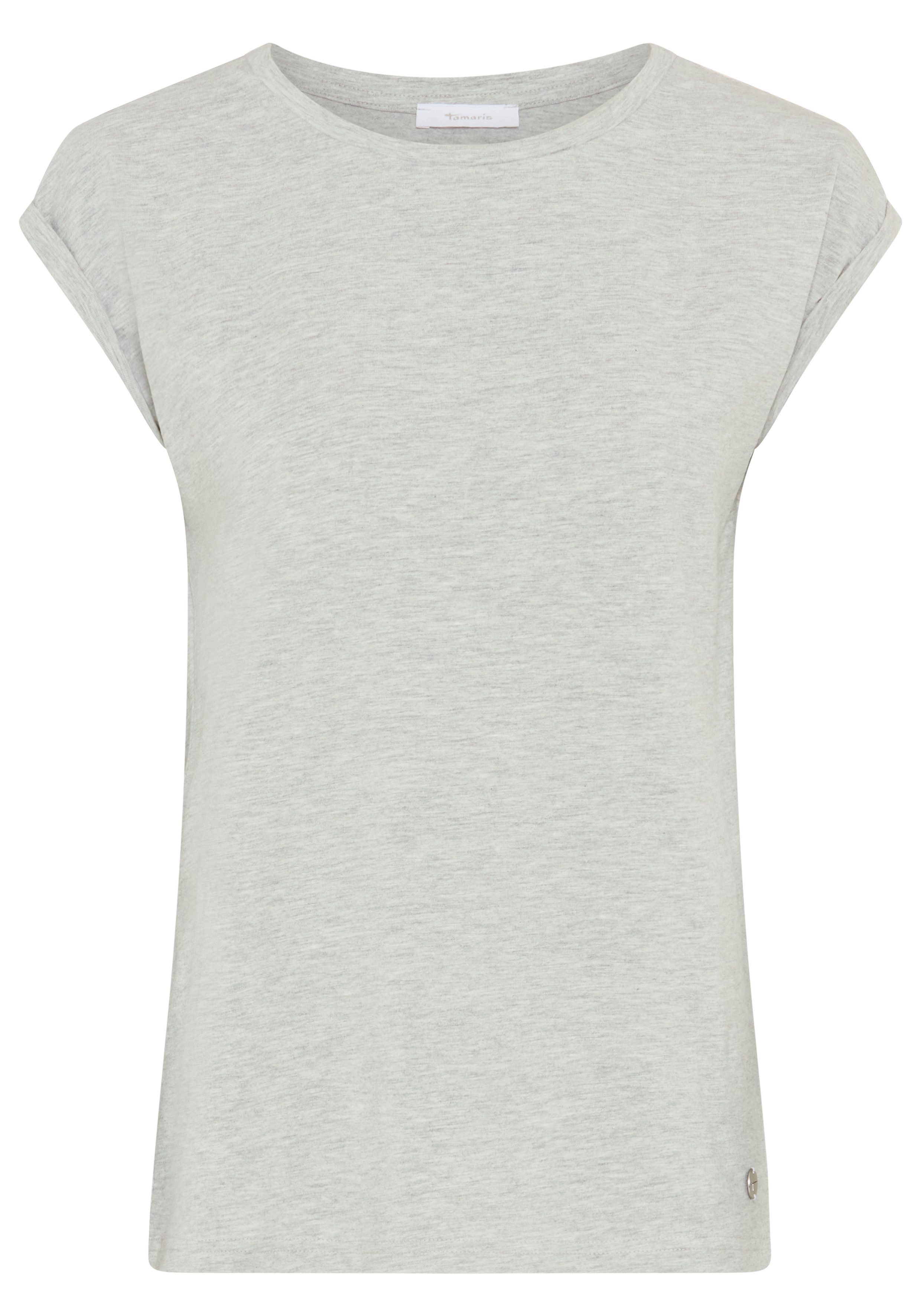Tamaris T-Shirt Regular Fit, mit überlappenden Schultern, Kurzarm mit Aufschlag. Reduzierter Preis € 20,99. Unverbindliche Preisempfehlung € 24,99