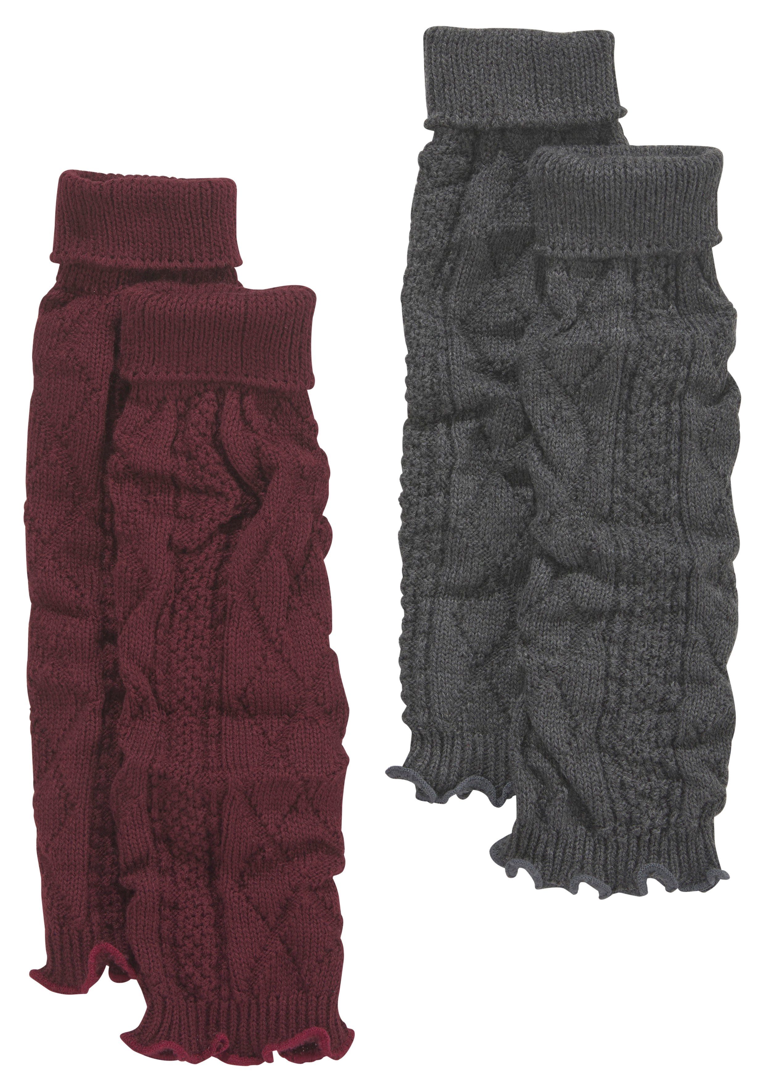 Lavana Stulpensocken gestrickte Beinstulpen, Beinwärmer für Ballett, Tanz und Sport (Packung, 2-Paar) mit Zopfstrickmuster