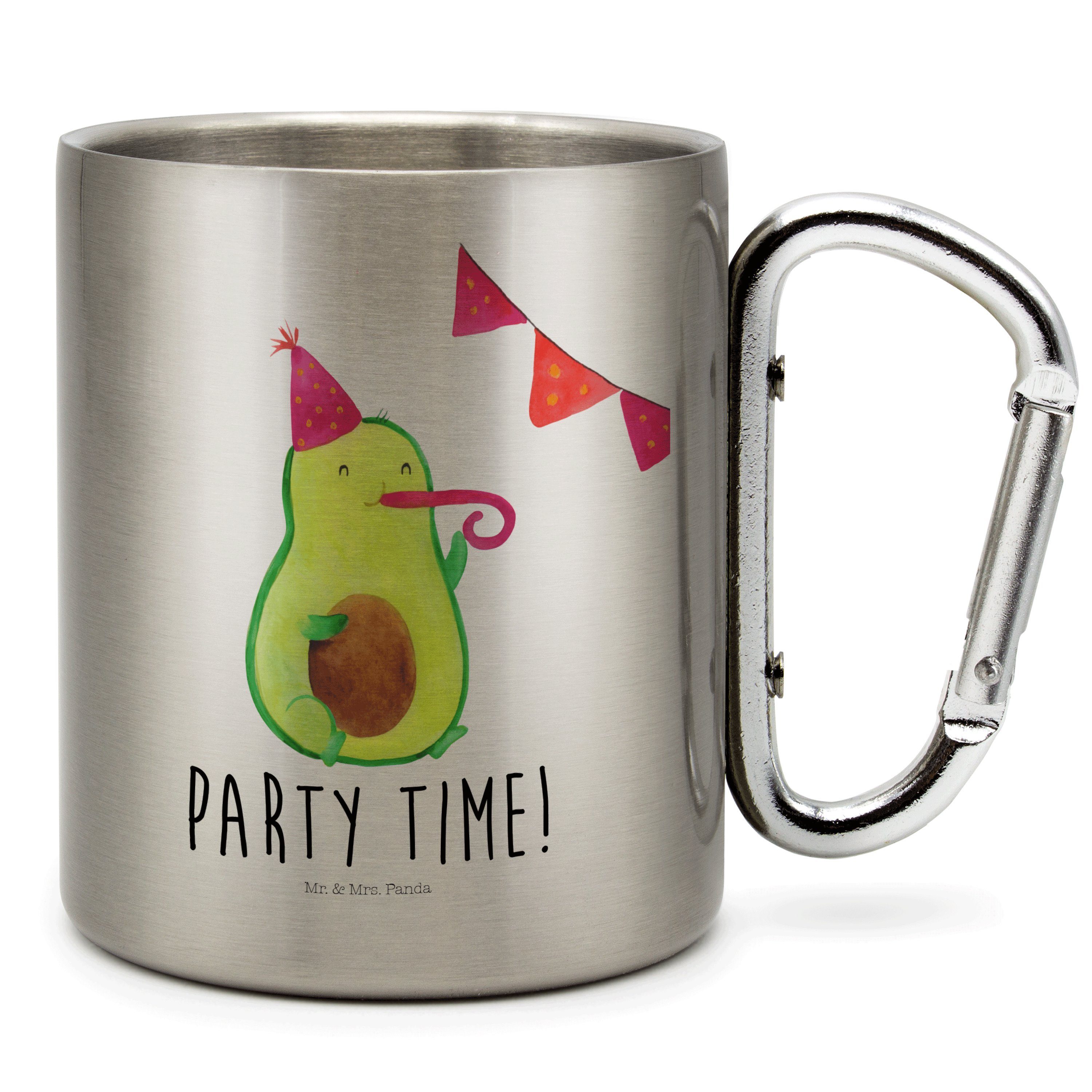 Time Transparent Panda - Mrs. Mr. Edelstahl Geschenk, Edelstahlbecher, Party & Tasse Avocado Camping, -