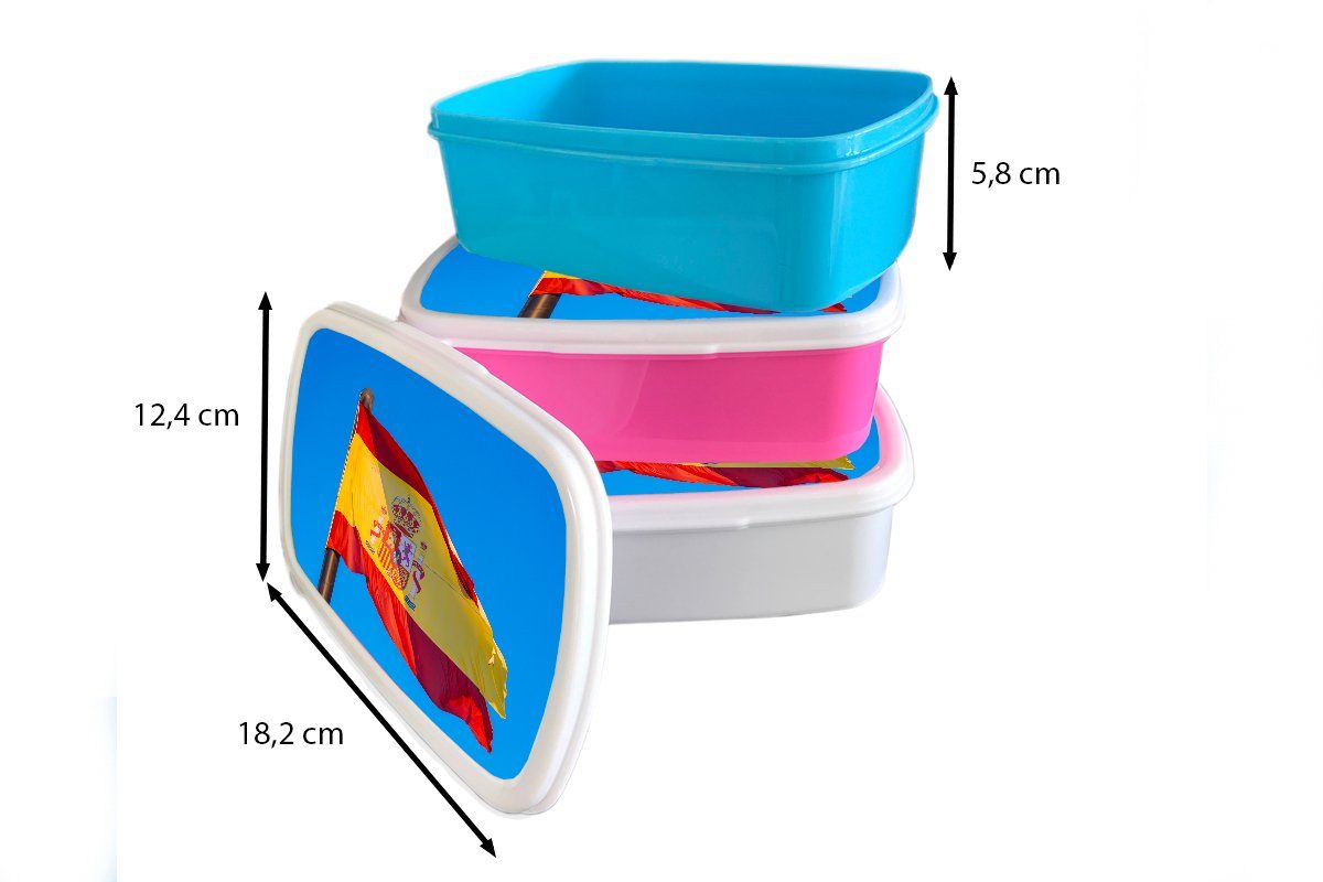 MuchoWow Lunchbox Die Nationalflagge von Snackbox, Kunststoff rosa für Brotbox Kunststoff, (2-tlg), Brotdose Spanien, Kinder, Mädchen, Erwachsene