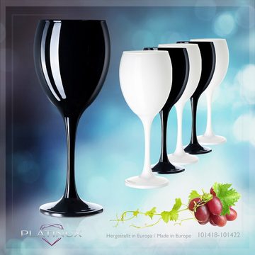 PLATINUX Weinglas Schwarze & Weiße Weingläser, Glas, Wasserglas 6 Teilig 130ml (max. 320ml) Getränkeglas Weißweingläser