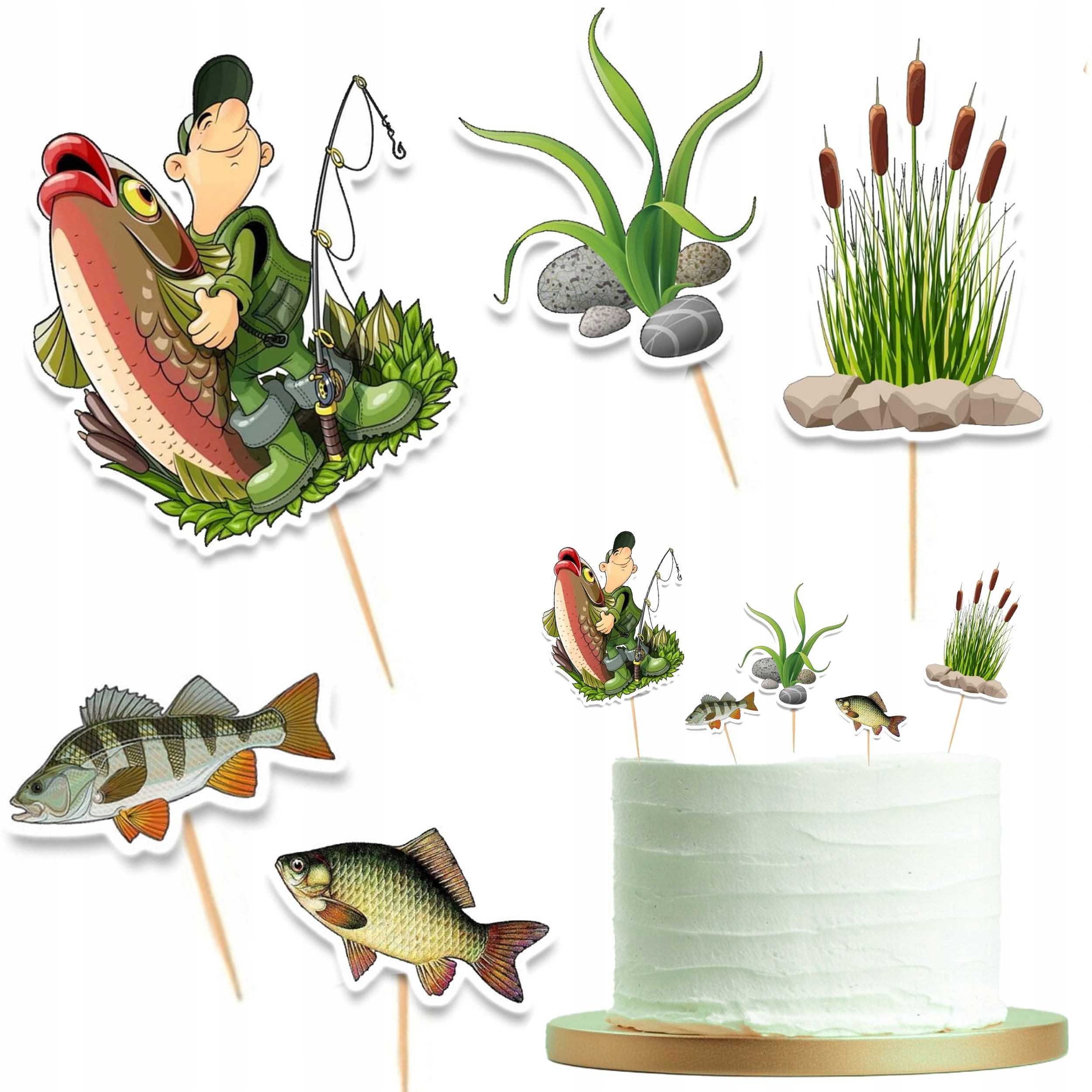 Topper Angler Topper Tort - Wassermotiv für Geburtstage