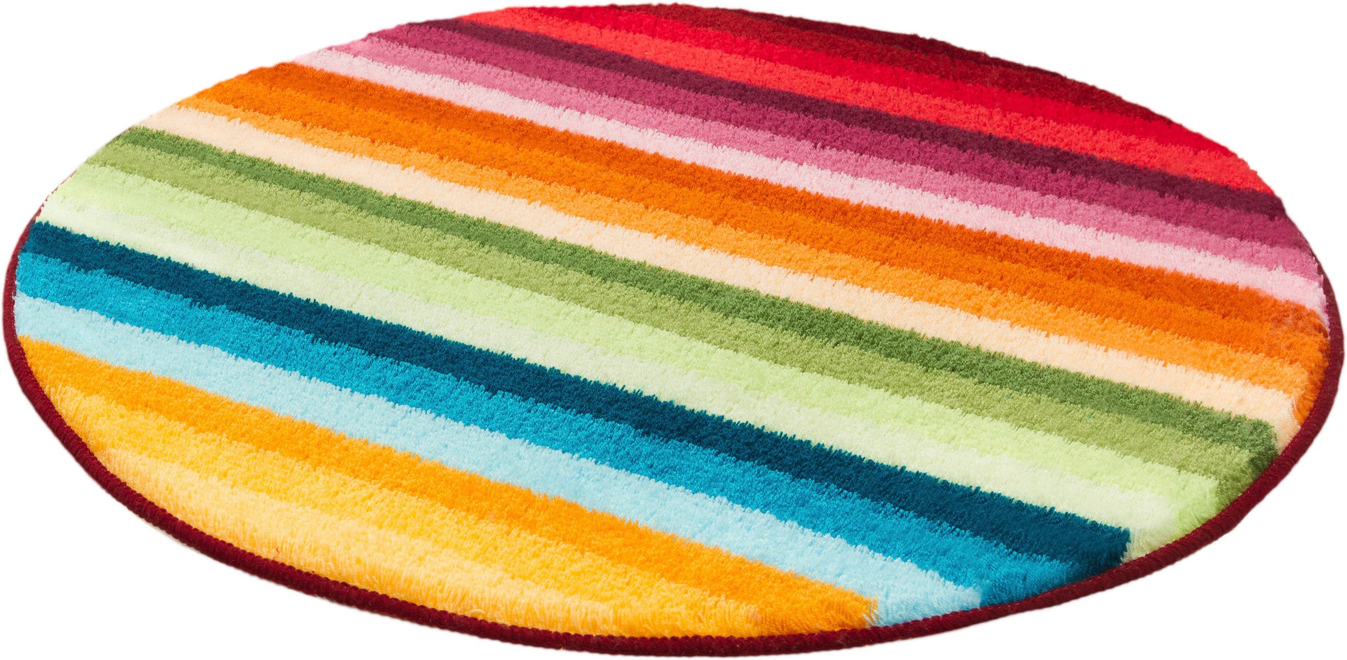 Kleine Wolke Badematte Funky, Badvorleger, Badezimmer Teppich, Höhe 15 mm, rutschhemmend beschichtet, fußbodenheizungsgeeignet, Kunstfaser, rund, Badteppich, modernes Streifen Design, waschbar
