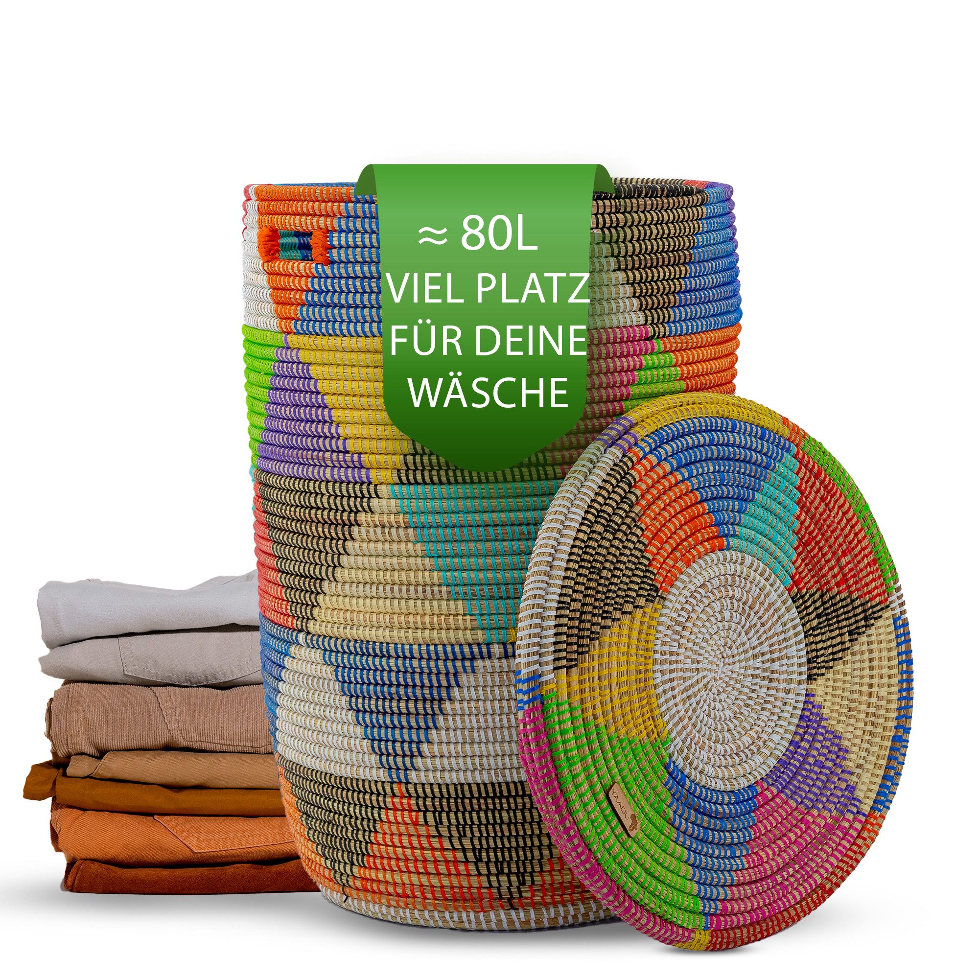 YAADU Wäschekorb mit flachem Deckel 80L günstig online kaufen