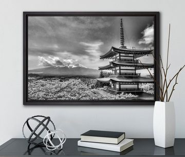 Pixxprint Leinwandbild Japanisches Gebäude, Wanddekoration (1 St), Leinwandbild fertig bespannt, in einem Schattenfugen-Bilderrahmen gefasst, inkl. Zackenaufhänger