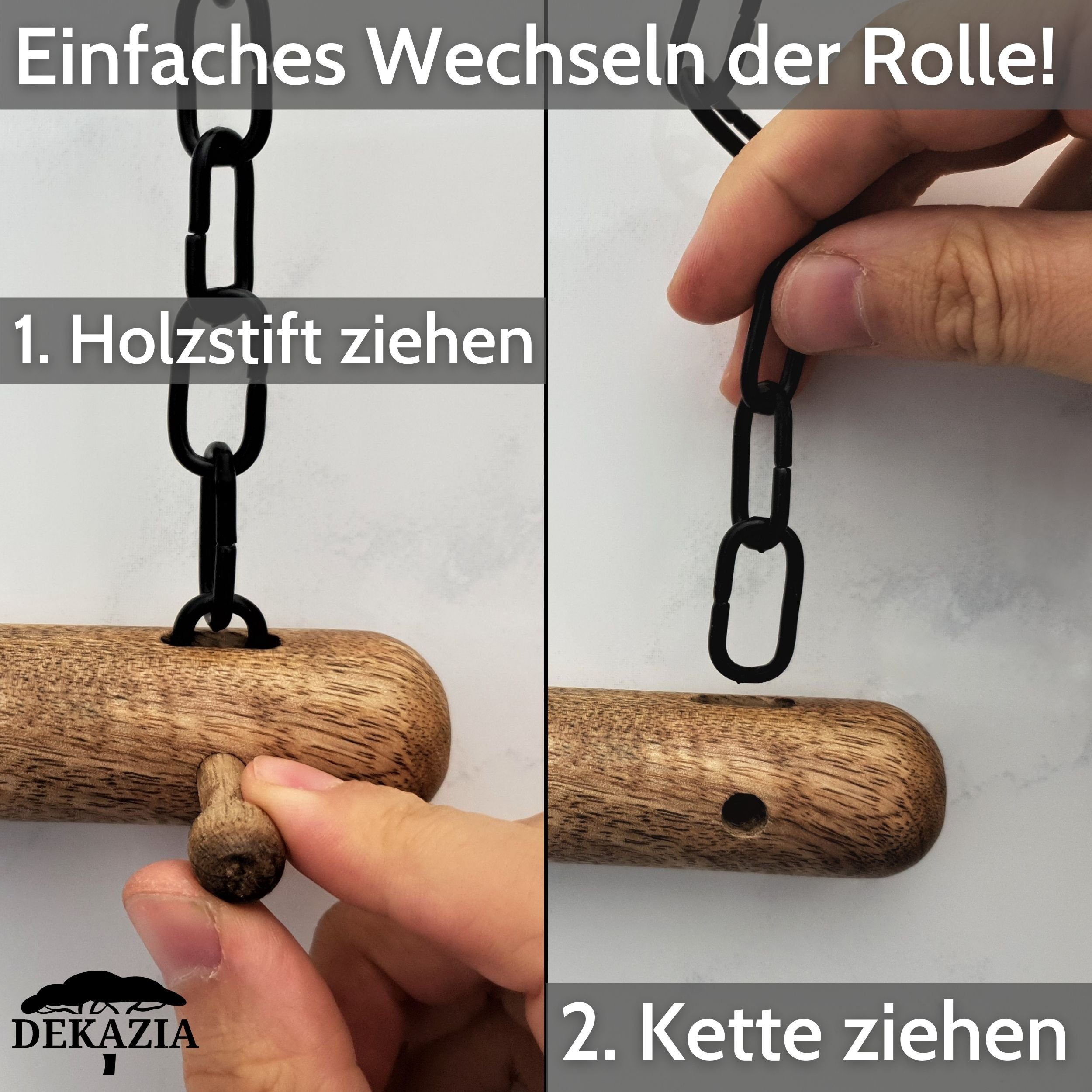 DEKAZIA Küchenrollenhalter ohne Bohren Holz Wandrollenhalter Papierrollenhalter, (Halter Küchenrolle Küchenpapierhalter), Selbstklebend Papierhalte Serviettenhalter