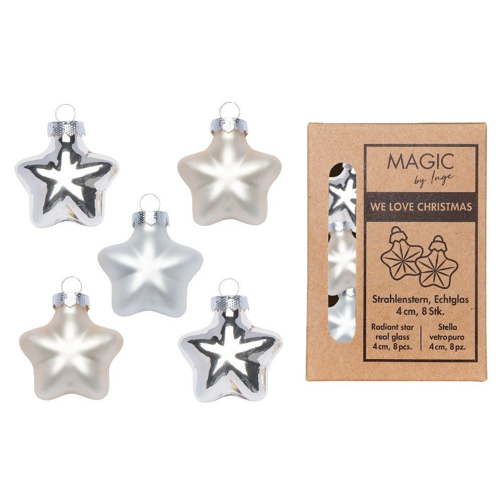 Glas Stück Christbaumschmuck Dancer Sterne - 8 MAGIC by Cloud 4cm Inge Christbaumschmuck,