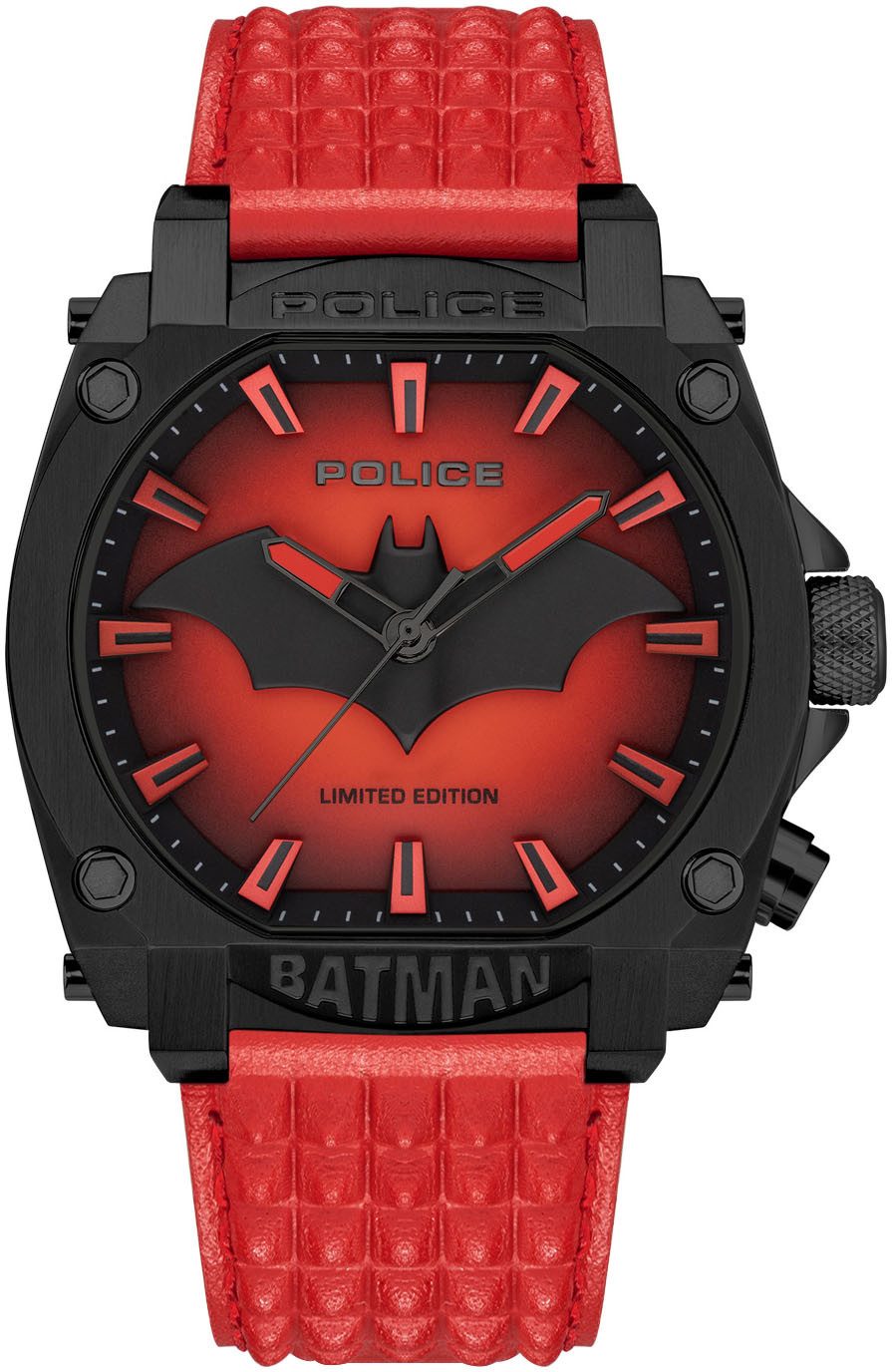 Police Quarzuhr BATMAN PEWGD0022604, Armbanduhr, Herrenuhr, Lederarmband, limited Edition