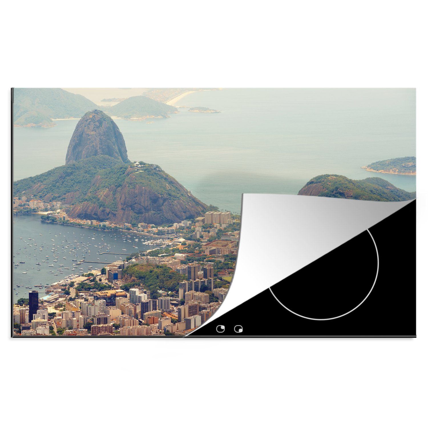 MuchoWow Herdblende-/Abdeckplatte Statue - Rio de Janeiro - Skyline, Vinyl, (1 tlg), 81x52 cm, Induktionskochfeld Schutz für die küche, Ceranfeldabdeckung | Herdabdeckplatten