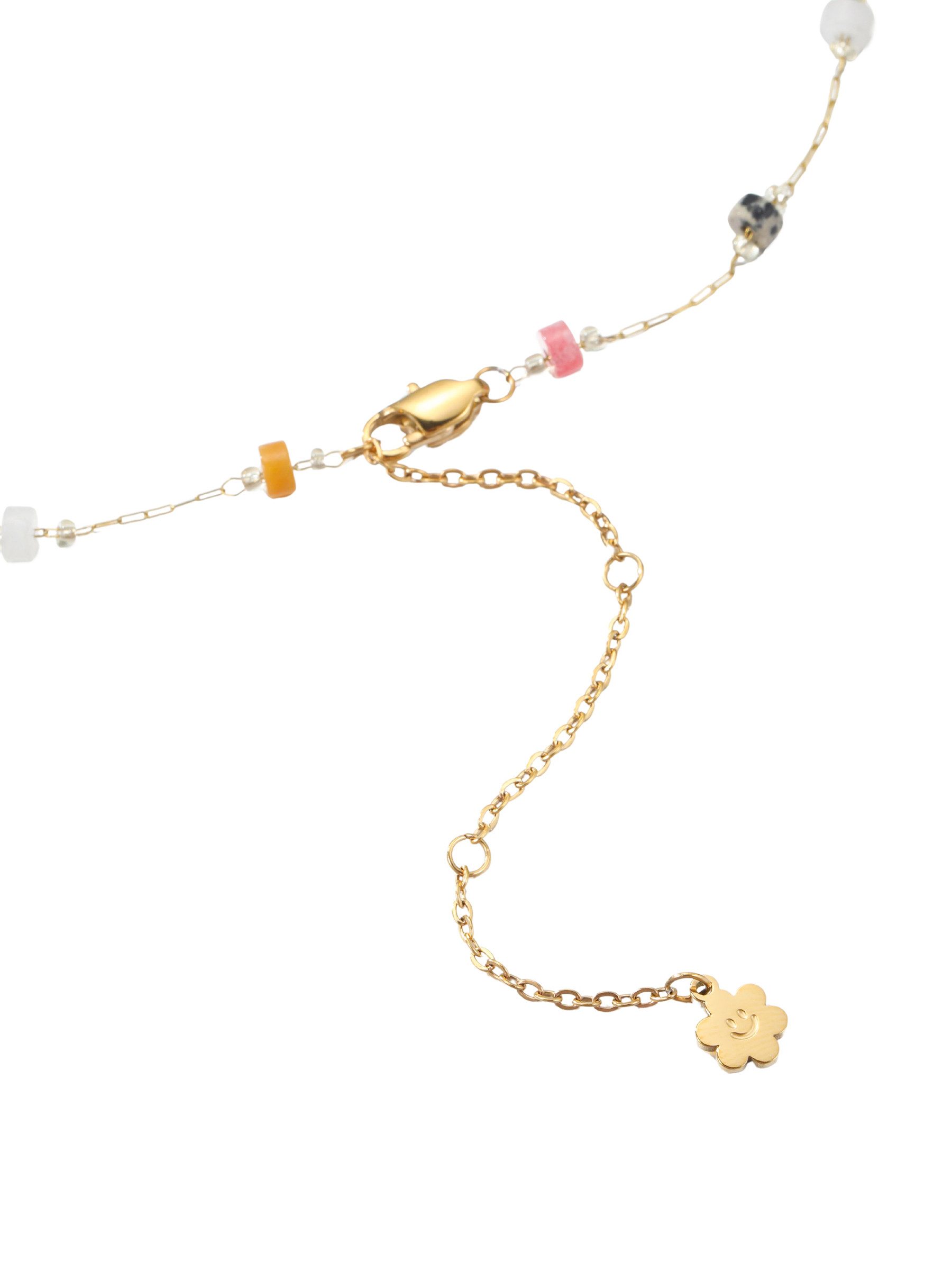 Hey Happiness Y-Kette mit bunten Perlen – Edelstahl Damen Halskette 18K vergoldet, verstellbarer Perlenkette Boho-Schmuck in Erdtönen für Alltag & Sommer – Bild 5 von 5