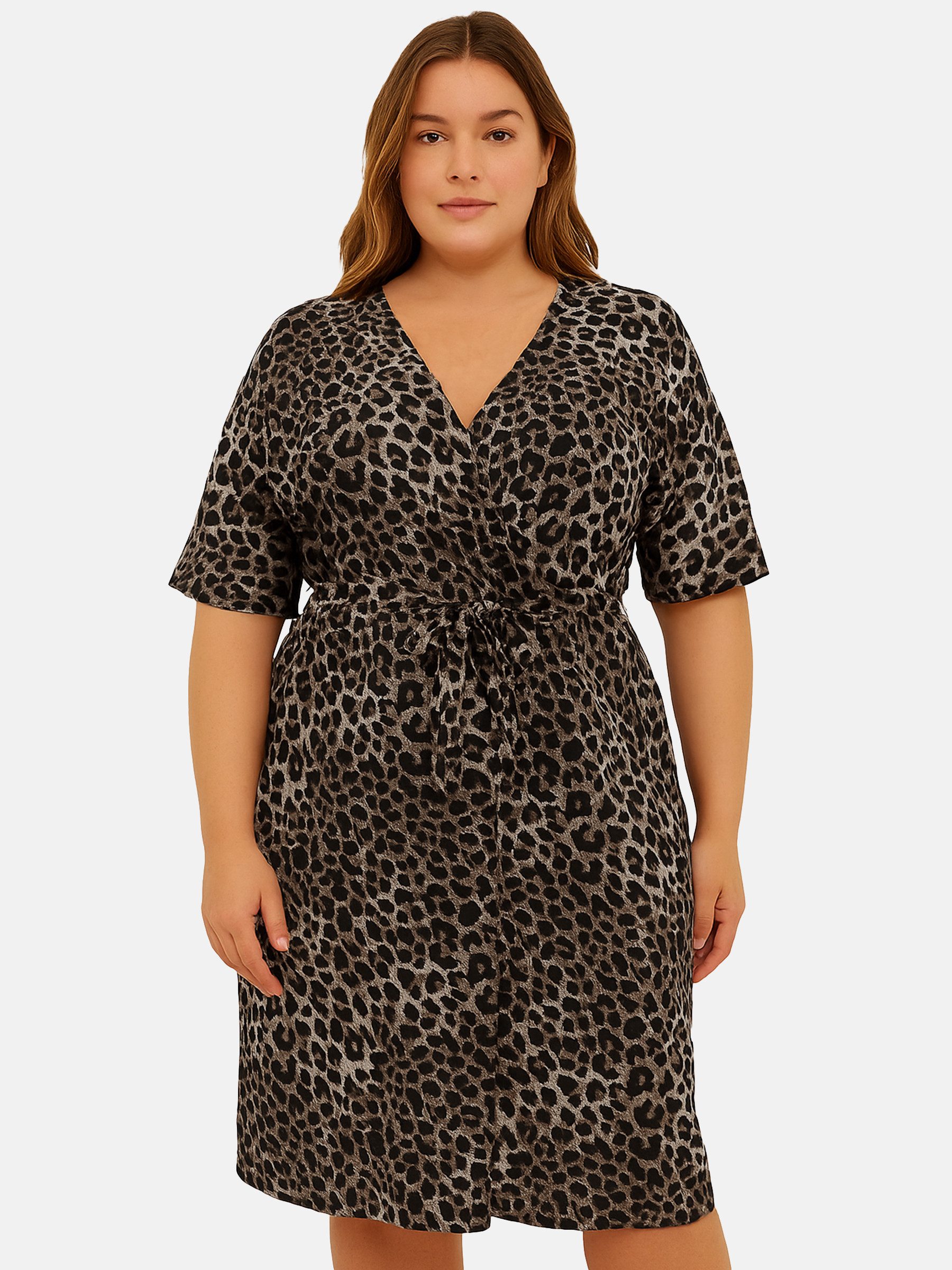 ONLY CARMAKOMA Shirtkleid Trendiges Leopard Muster mit V-Ausschnitt und Bin günstig online kaufen