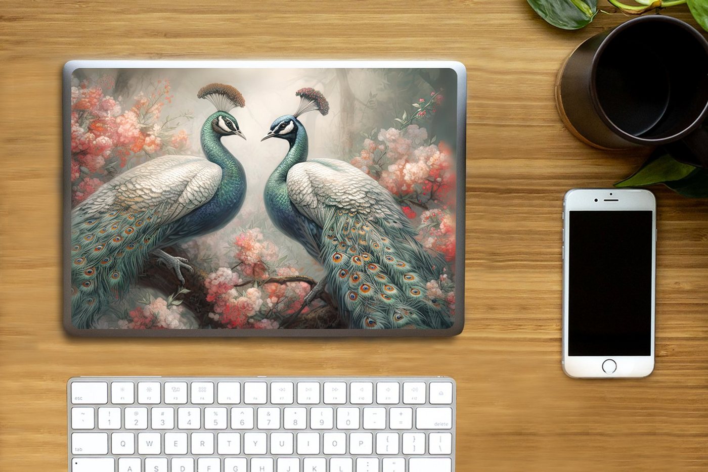 Thumbnail - MuchoWow Laptop-Aufkleber Pfaue - Pfauenfedern - Vögel - Natur, (1tlg), Laptop Folien Cover, Aufkleber, Sticker, Schutz ...