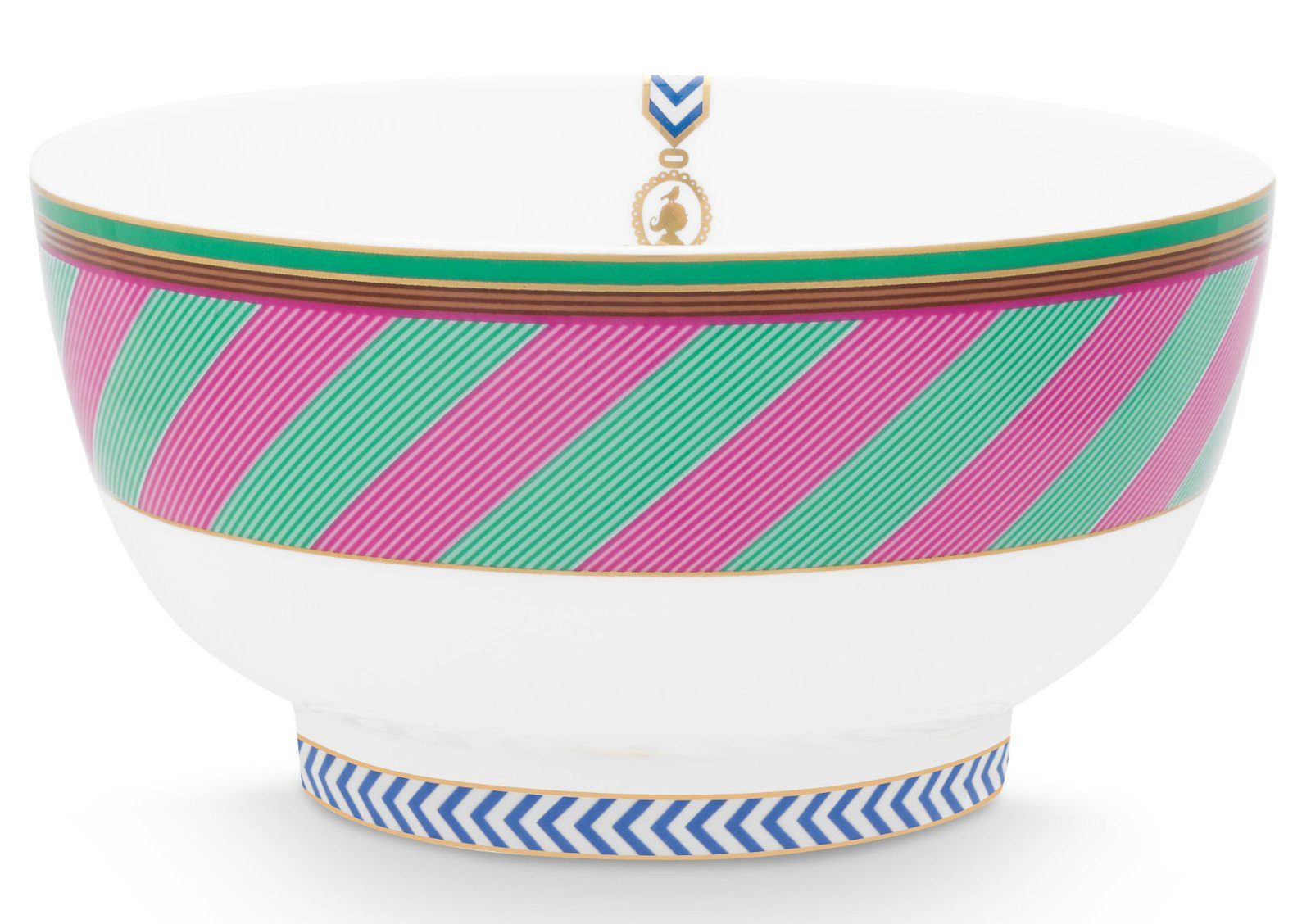 PiP Studio Schale Chique Stripes Bowl pink-green 18cm, Bone China, (Schüsseln & Schalen), Bowl Chique Stripes Pink-Green 18cm