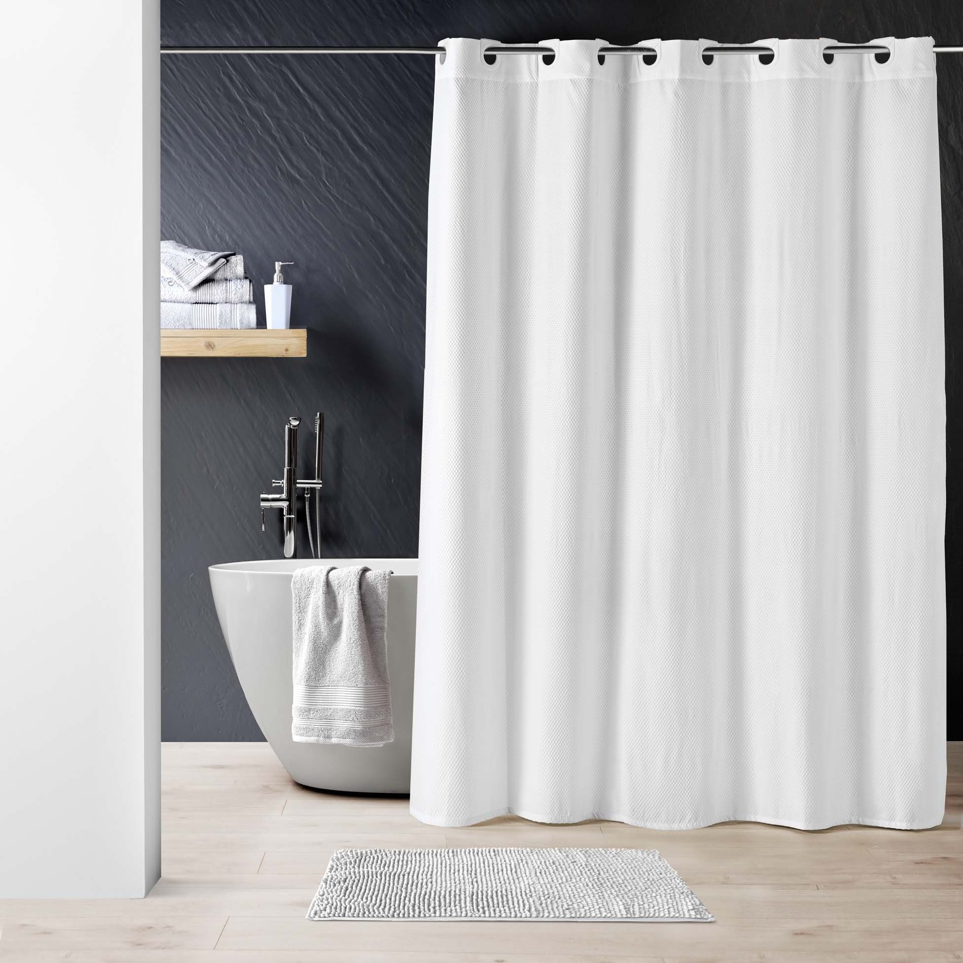 dynamic24 Duschvorhang Breite 180 cm, Premium Textil Struktur Duschvorhang 180x200 Badewanne ...