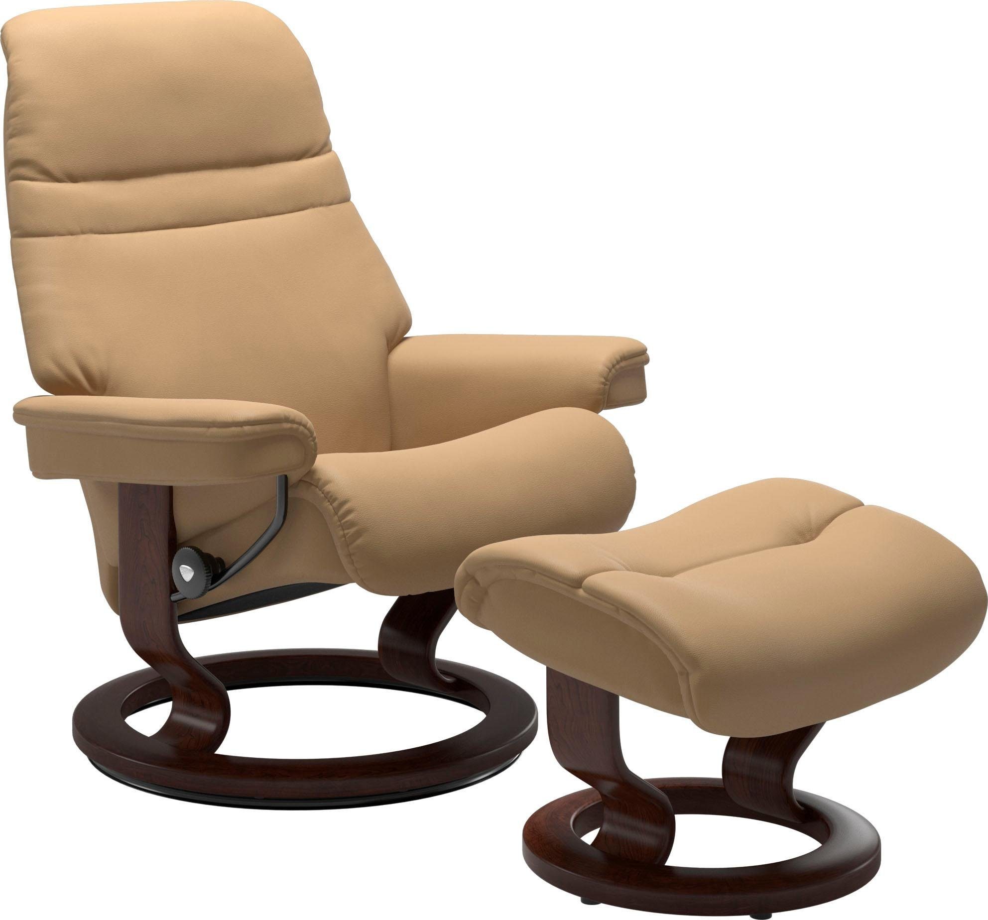 Hochklassig Stressless® Relaxsessel Sunrise Classic mit Braun Base, Relaxsessel S, Gestell mit (Set, Größe Hocker)