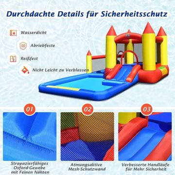 KOMFOTTEU Hüpfburg mit Wasserrutsche, (2-tlg), Outdoor Wasserpark für Kinder, 400x280x195 cm
