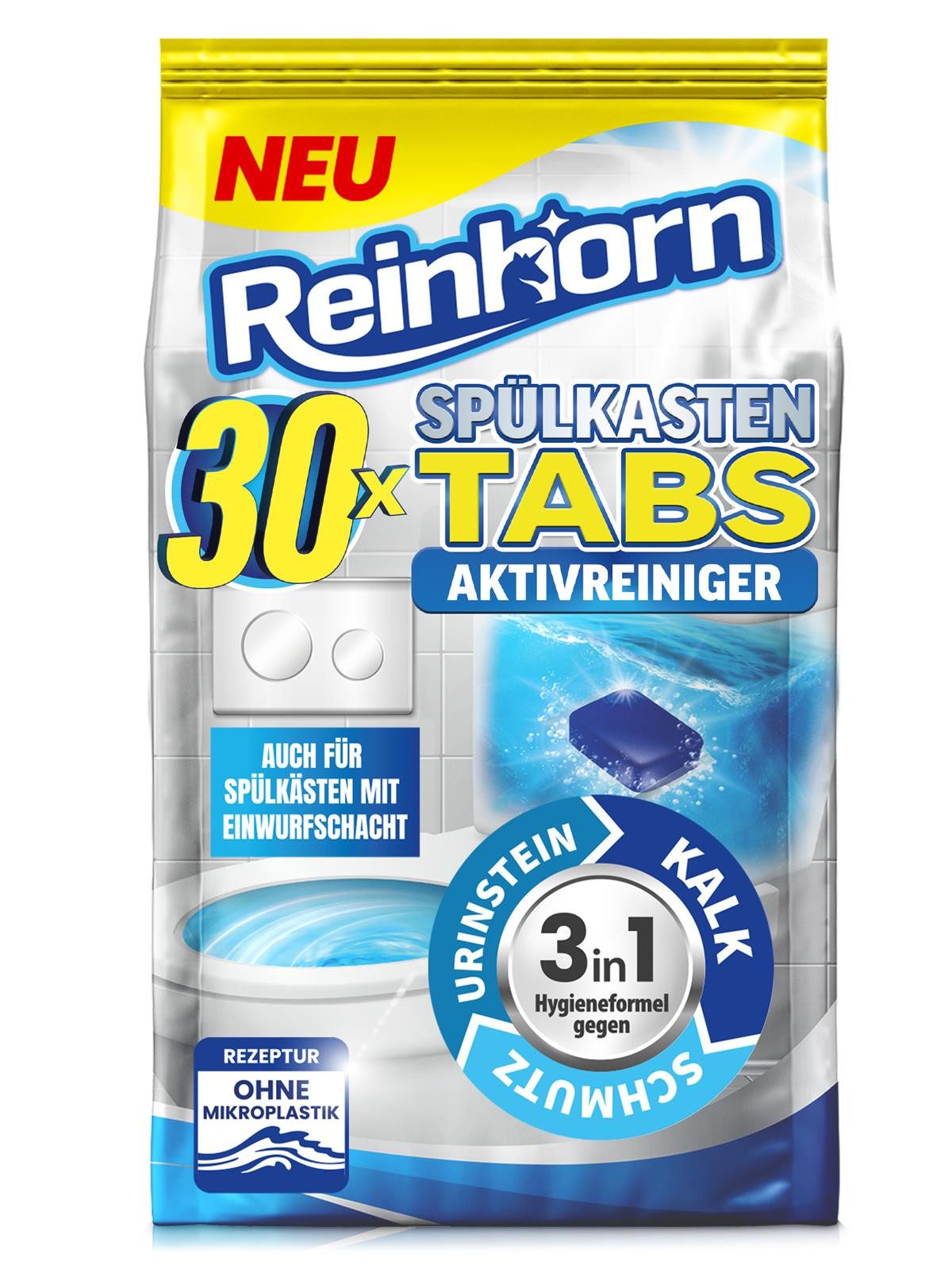 Reinhorn Spülkasten Tabs Wasserkastenwürfel 3in1 Aktivreiniger Засіб для видалення накипу Засіб для чищення туалету (30 Tabs, [- Wasserkastenwürfel mit Aktivreiniger 3in1)