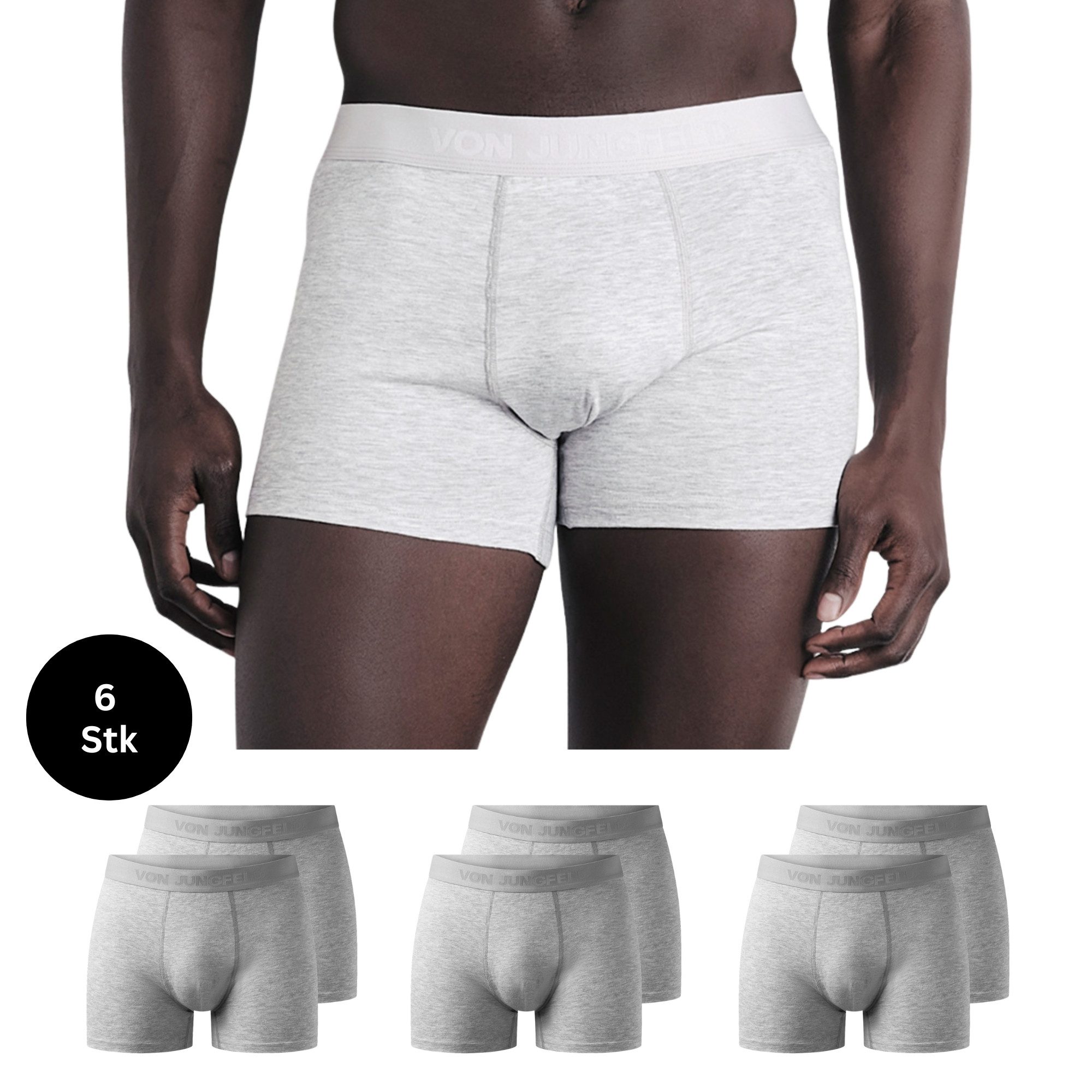 von Jungfeld Boxershorts BRIEFS Bio-Baumwolle S-XL Herren (6-St., 6er-Pack) Eng anliegende Boxershorts ohne kratzendes Etikett