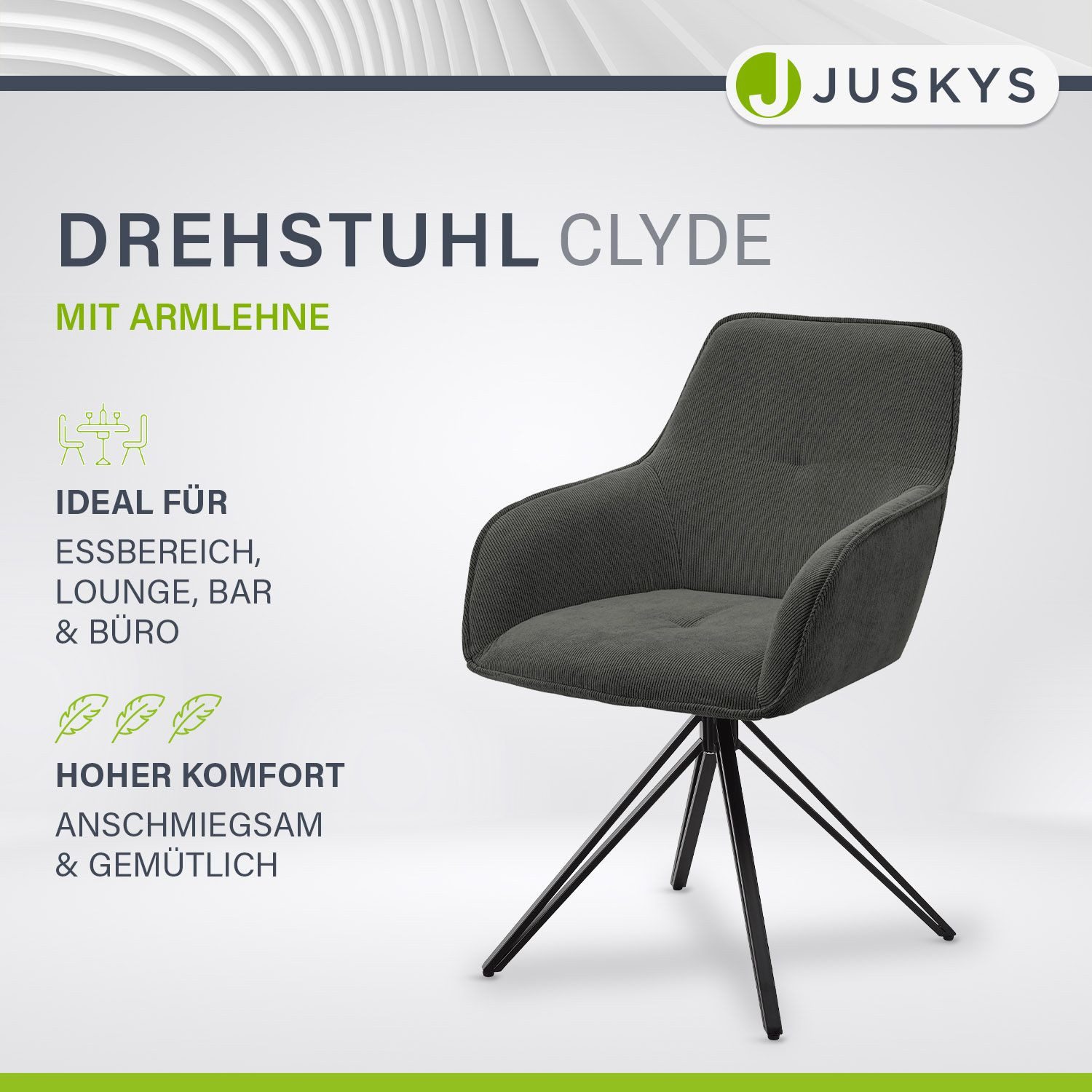 Juskys Esszimmerstuhl Clyde, modern, Stoff Bezug, günstig online kaufen
