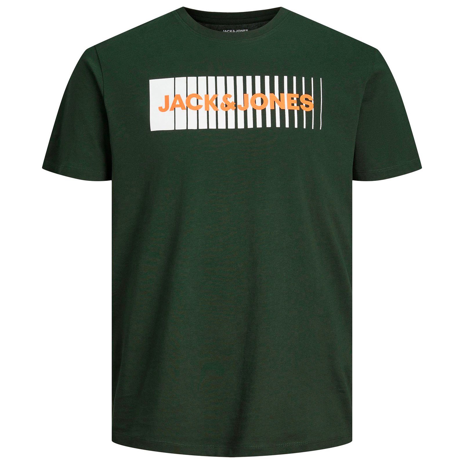 Jack & Jones Rundhalsshirt Große Größen Herren T-Shirt dunkelgrün Brustprint Jack&Jones