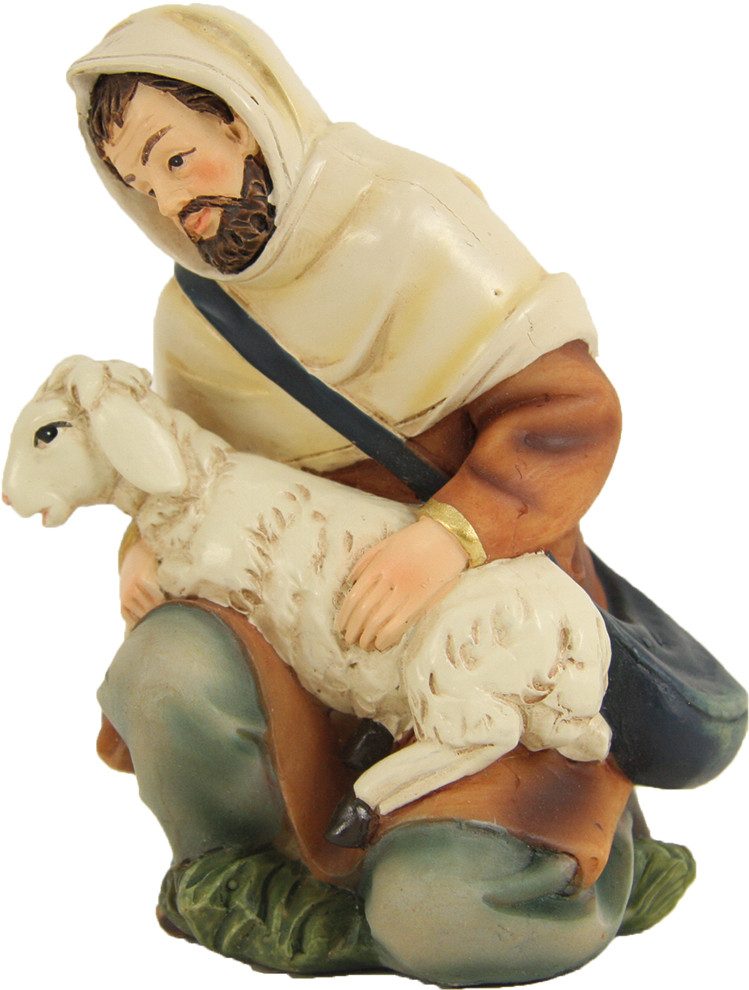 FADEDA Krippenfigur FADEDA Schäfer mit Schaf, kniend, Höhe in cm: 9