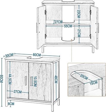 EUGAD Waschbeckenunterschrank (1-St) 60x60x30 cm aus Holzwerkstoff Metall