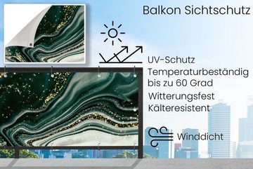 MuchoWow Balkonsichtschutz Marmoroptik - Gold - Grün - Glitter - Design - Marmor (1-St) Balkonbanner, Sichtschutz für den Balkon, Robustes und wetterfest