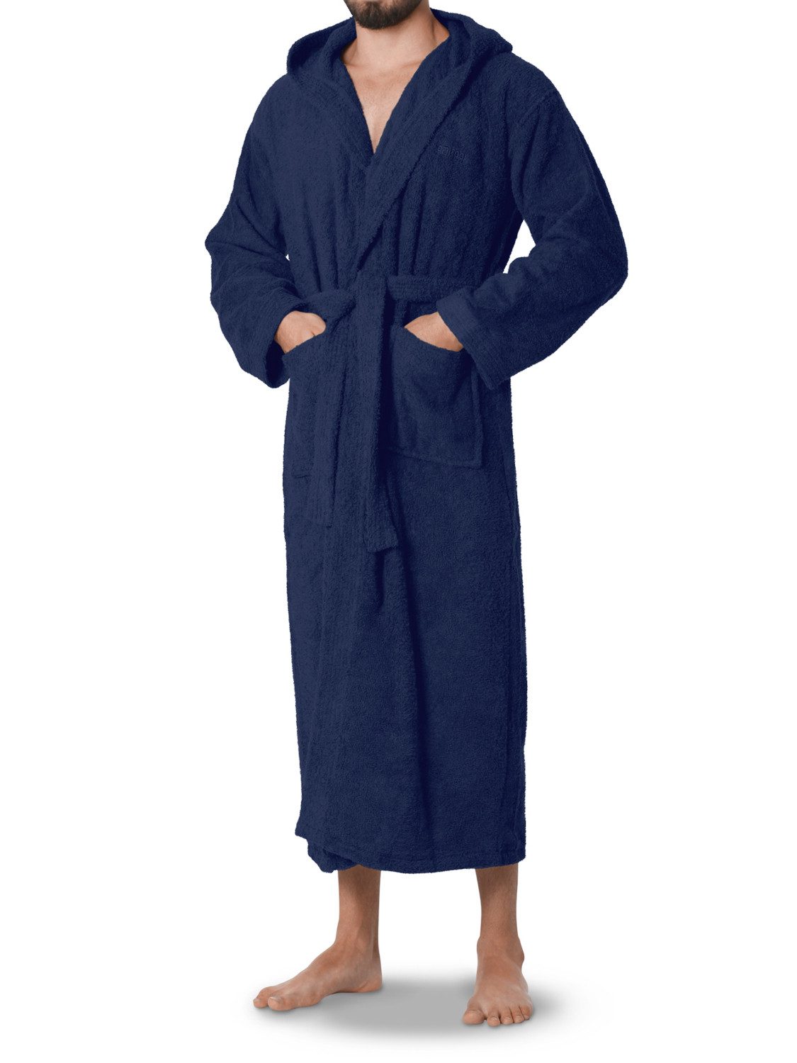 OAHOO Bademantel Unisex Frottee Bademantel mit Kapuze 100% Baumwolle, Extra-Lang