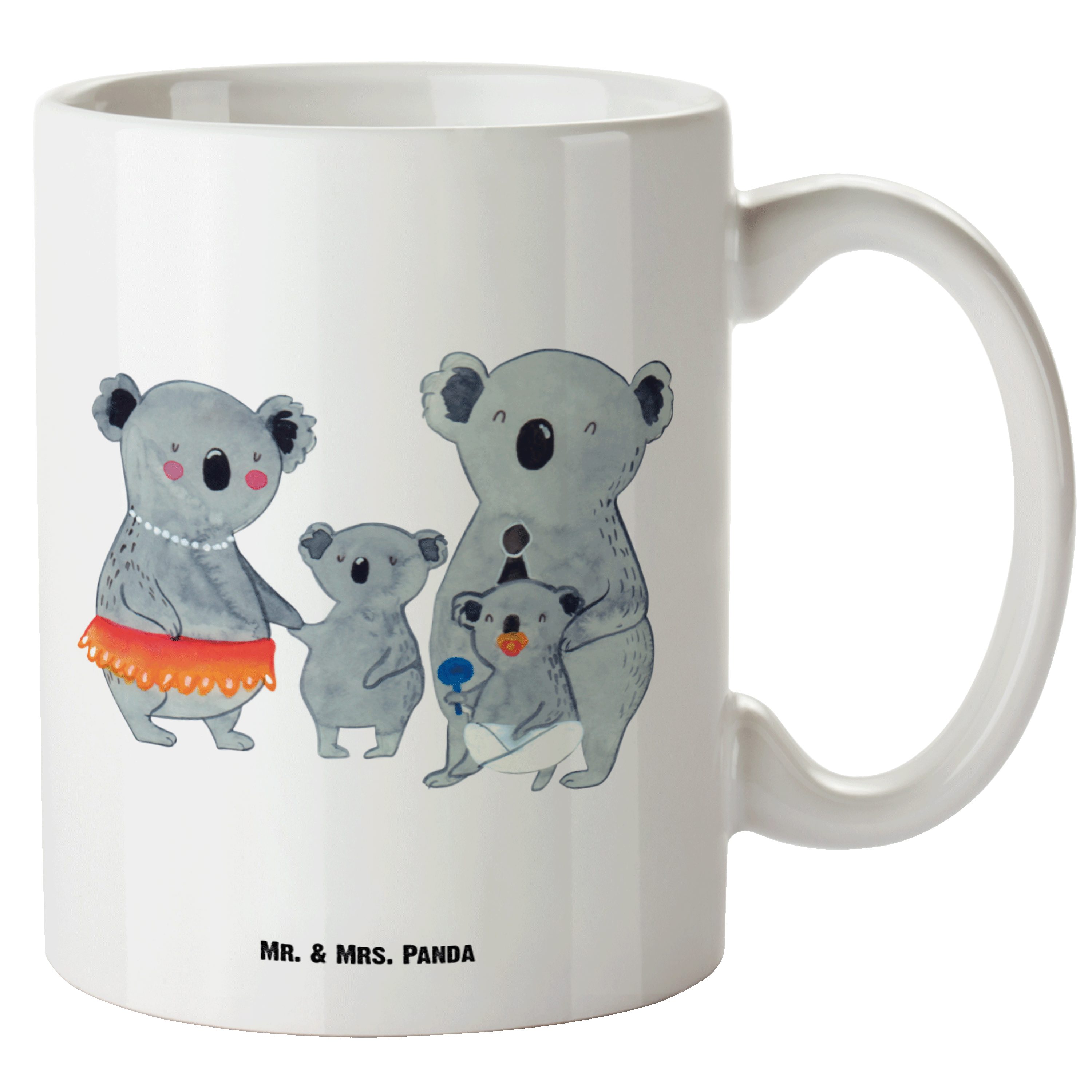 Mr. & Mrs. Panda Tasse Koala Familie - Weiß - Geschenk, Papa, XL Becher, Vatertag, XL Tasse, XL Tasse Keramik