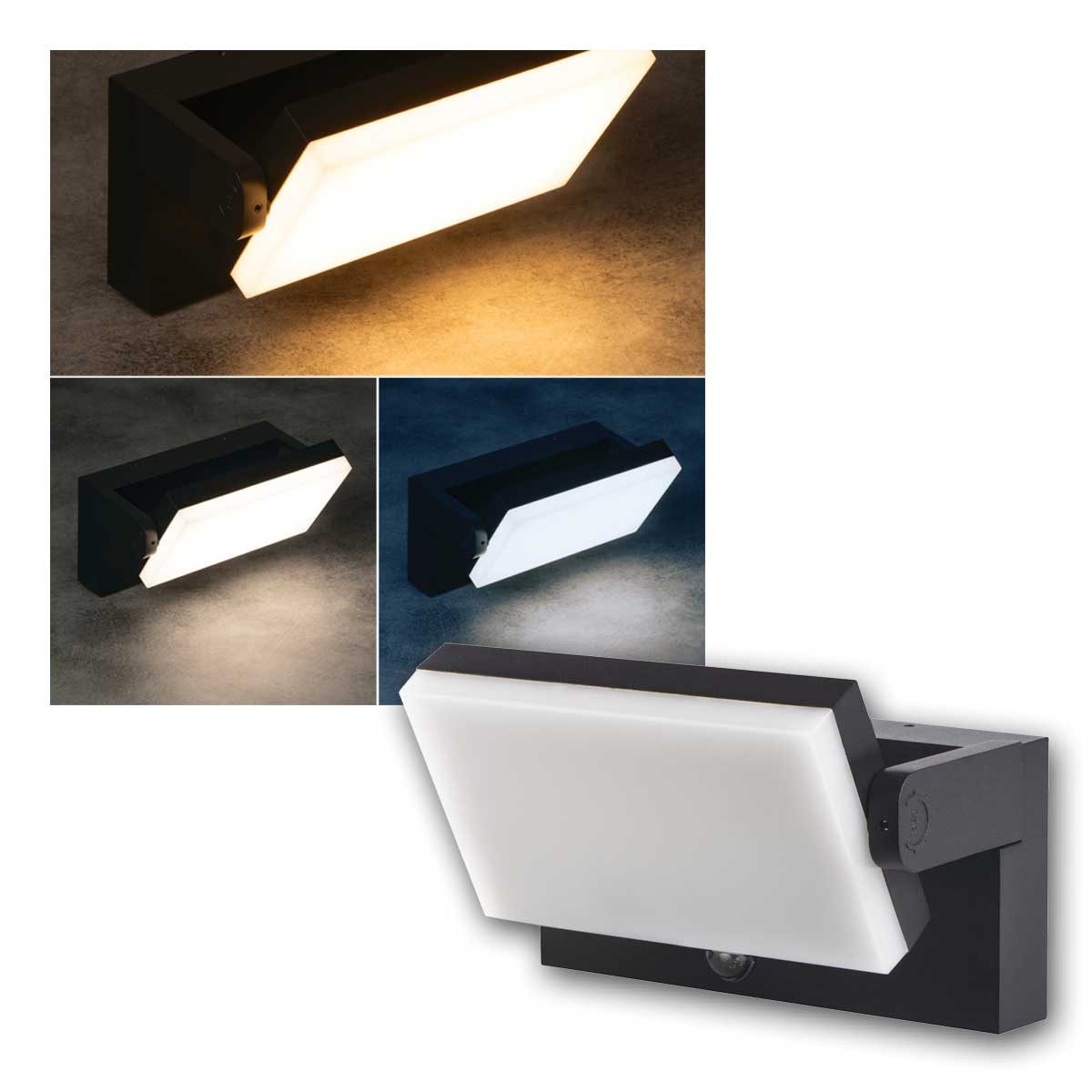 Kanlux LED Außen-Wandleuchte Außen Wandleuchte XERTO 20W CCT IP44 PIR schwarz, kaltweiß,warmweiß,neutralweiß