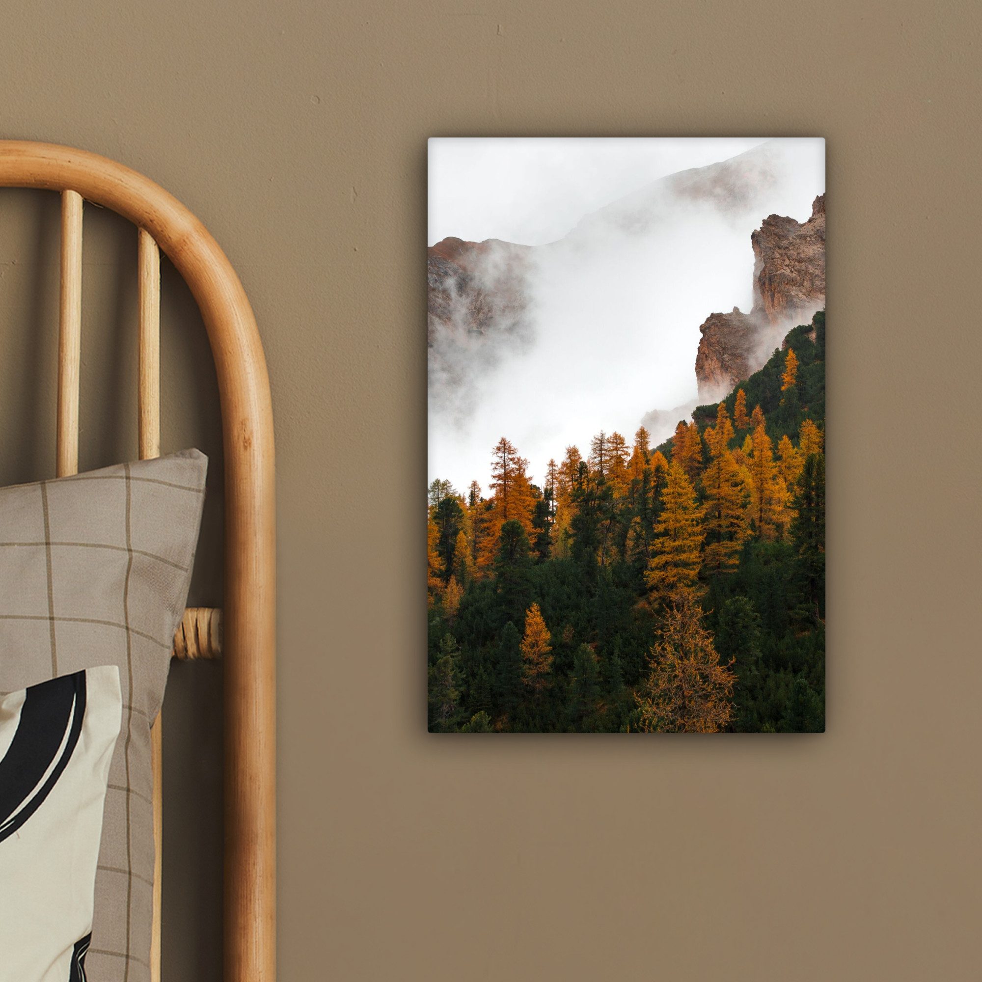 OneMillionCanvasses® Leinwandbild Kiefer - Herbst - Berg - Landschaft, Fotodruck (1 St), Leinwand Canvas Wandbild, Wanddekoration 20x30 cm – Bild 4 von 5